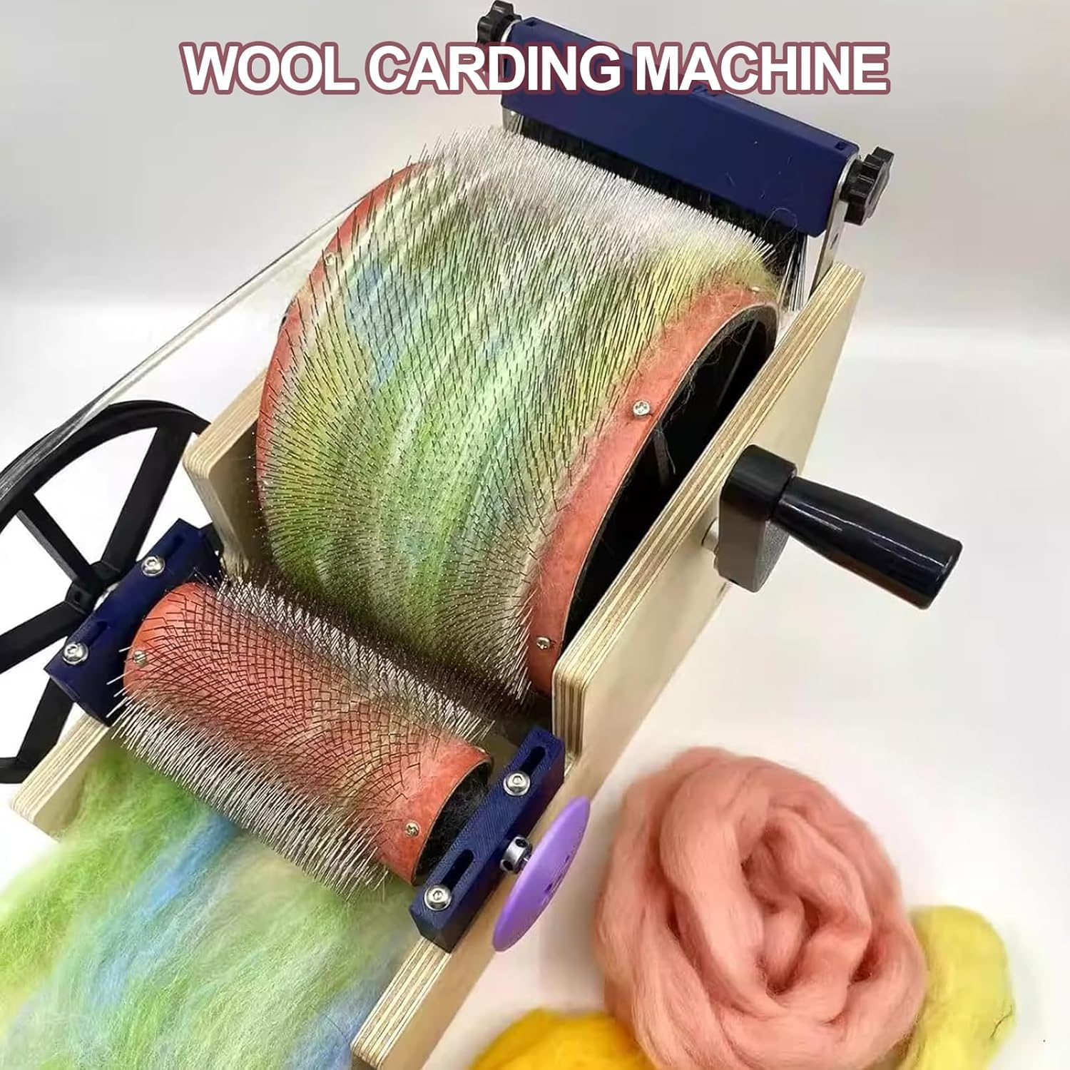 Manuelle Wollkardiermaschine, Wollkämmmaschine, Schnelles Mischen Von Farben, Kämmen, Spinnen, Kardierbreite 12 Cm/24 Cm, Holztrommel-Kardiermaschine, Für DIY-Bastelarbeiten Zur Herstellung Von Filzti