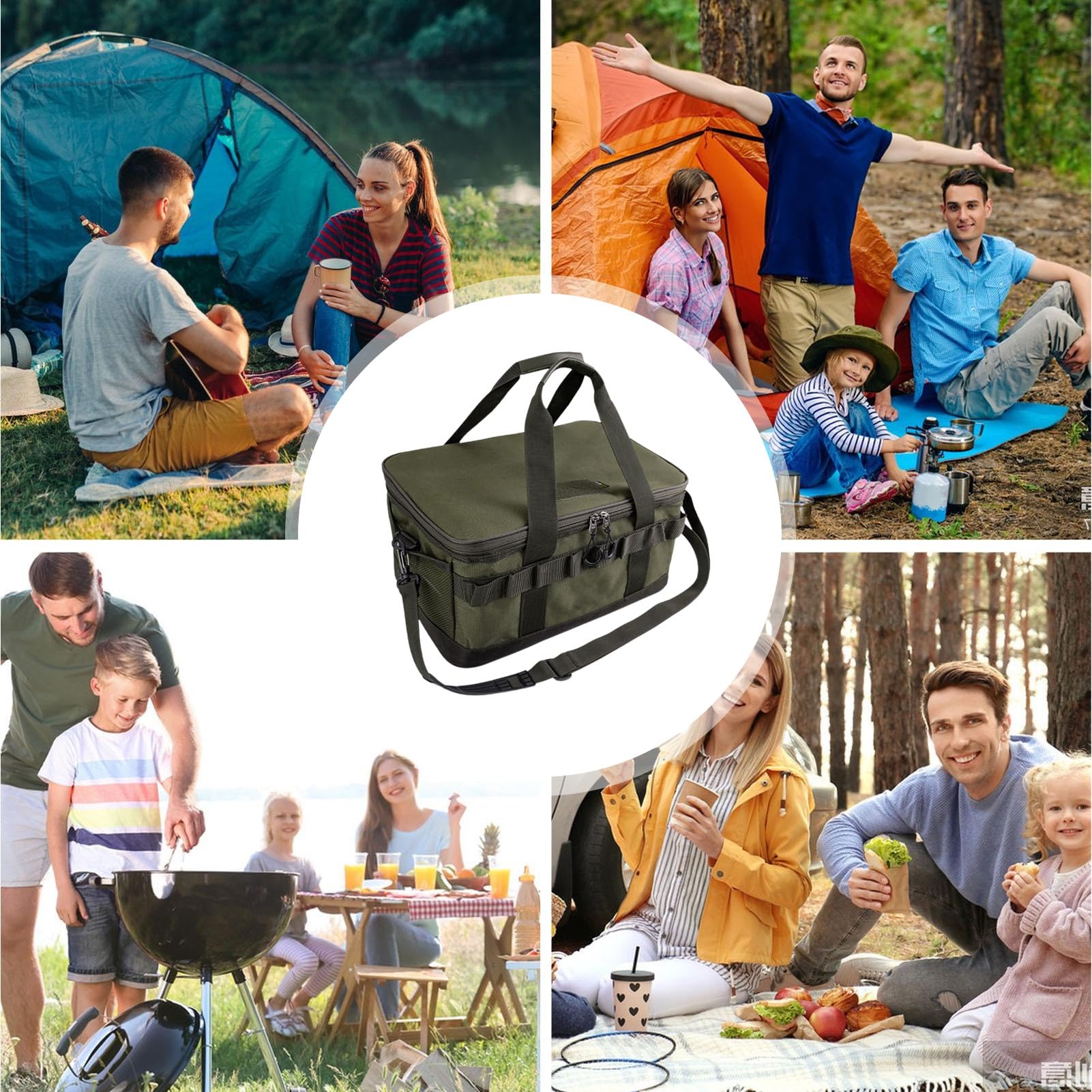 Borsa portaoggetti da campeggio - Tote da esterno, borsa da viaggio | Grande borsa da viaggio Oxford 600D impermeabile con manici e tracolle per picnic, escursionismo e cucina C