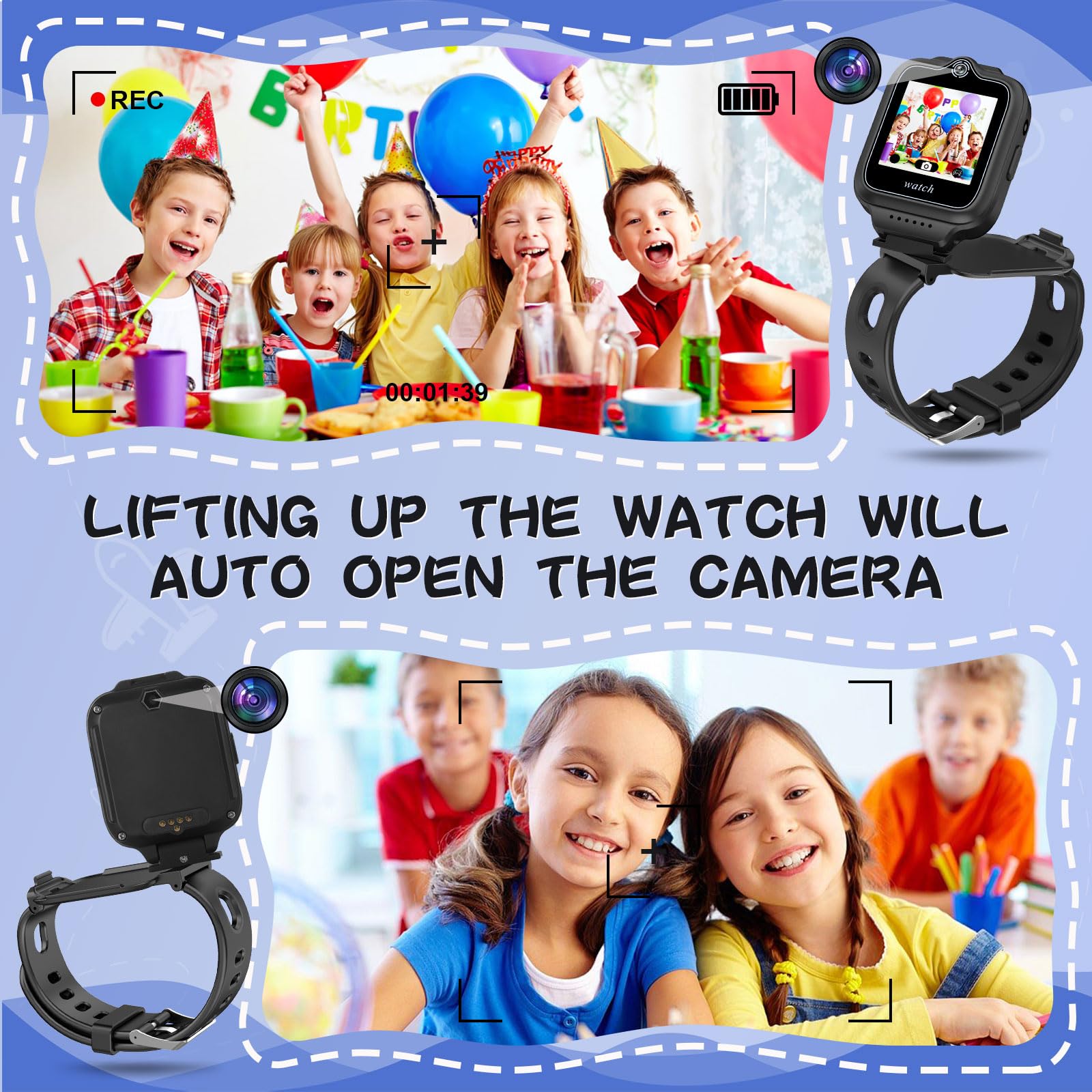 jianyana Smartwatch Kinder mit GPS und Telefon 4G, 360 Grad Drehung Smart Watch 4G WiFi Videoanruf SOS SMS Musik-Player Kamera Wecker, Geburtstags Weihnachts Geschenk für Jungen und Mädchen