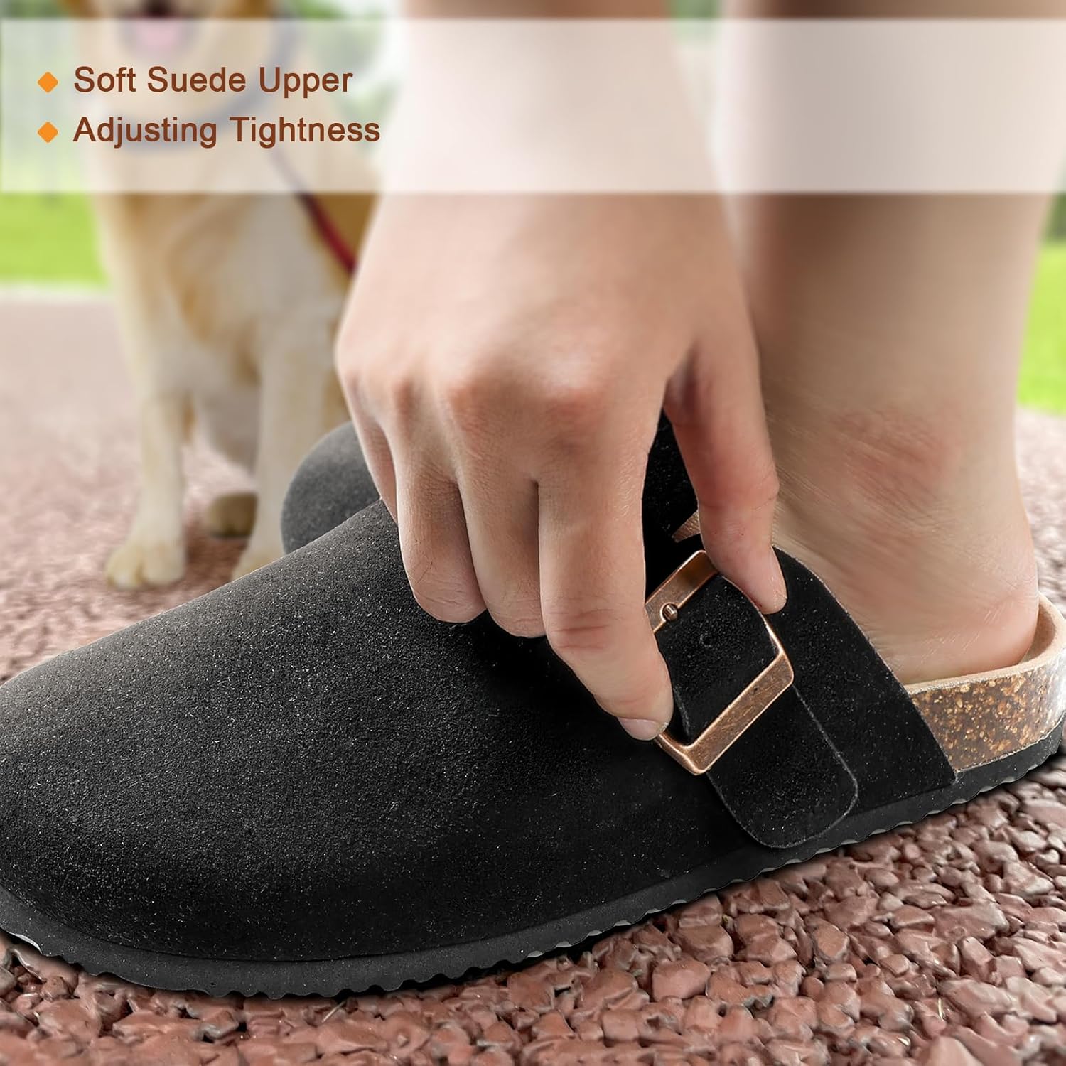 BULLIANT Clogs Mules Sandals Potato Shoes Men Women,Fleece-Lined Cow Suede Upper-Memory Foam Cushioned Cork-Footbed - Image 5