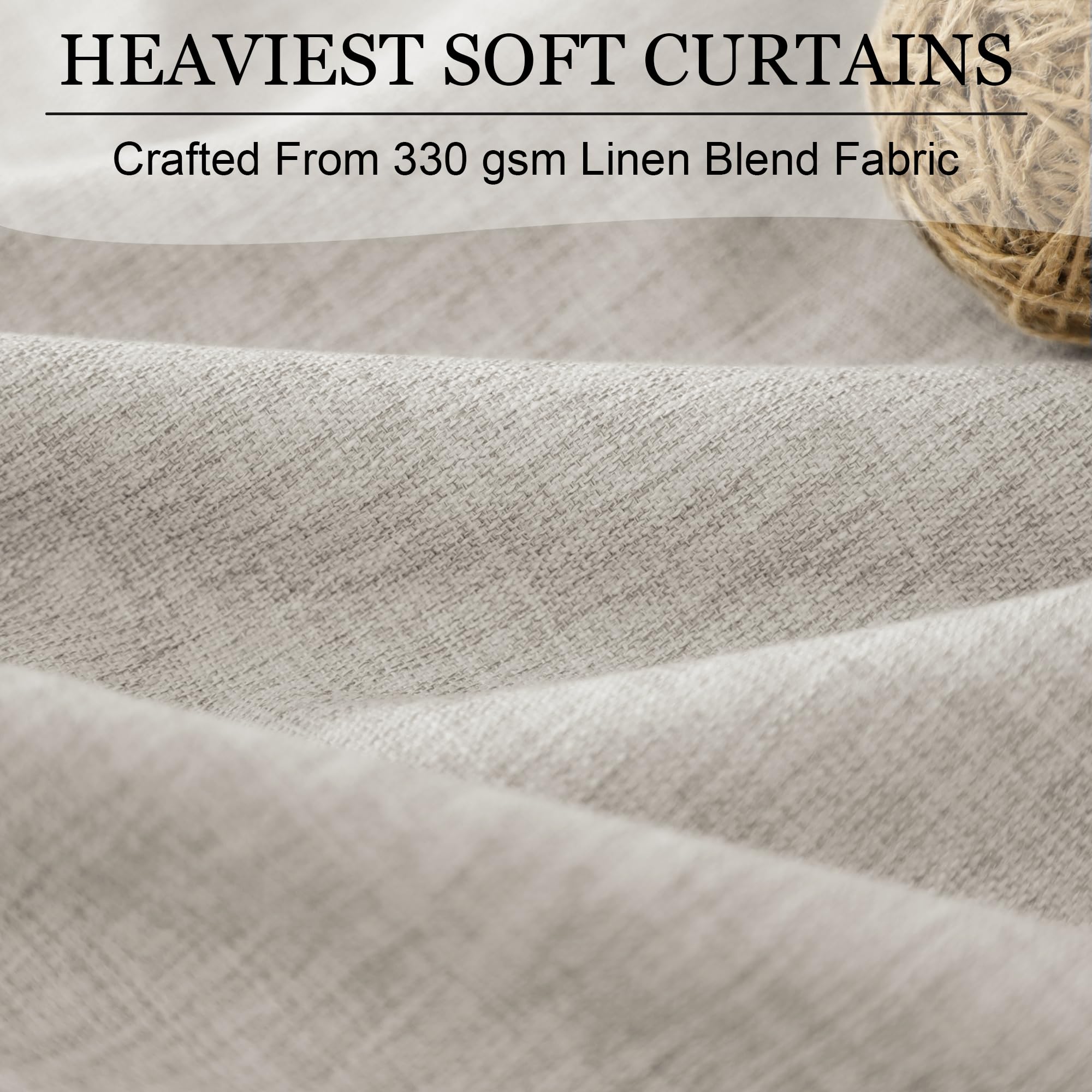Cortinas opacas de 102 pulgadas de largo para dormitorio, modernas, elegantes, para sala de estar, oscurecimiento de lino natural, cortinas blancas texturizadas, con aislamiento térmico,