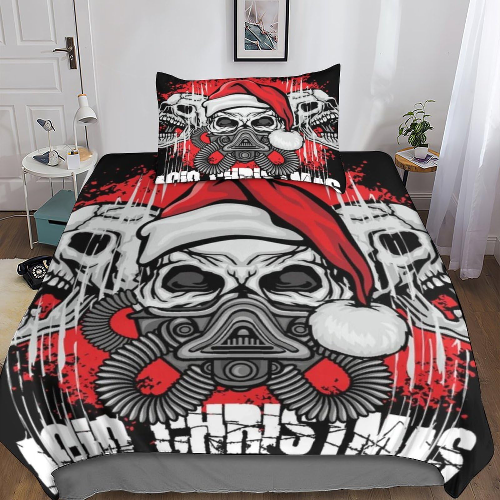 Parure tête de mort 135x200cm pour transformer une chambre ado gothique