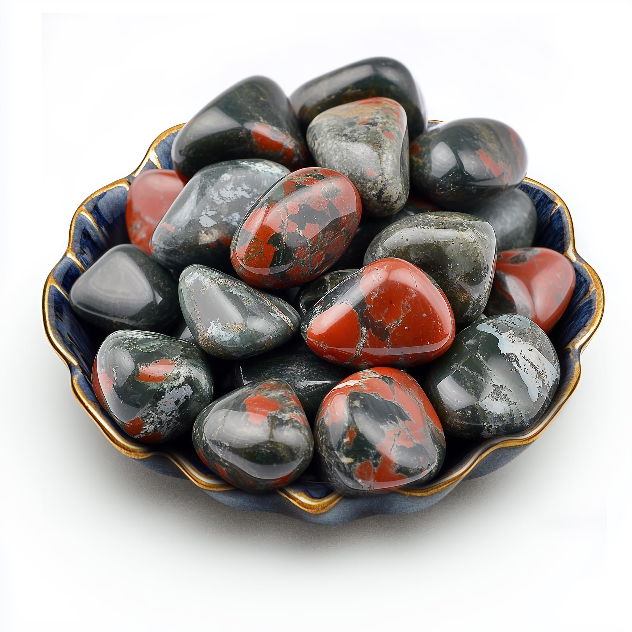 SigMntun Polished Stone Set South African Blood Jasper Crystals, 0.8" Handpicked Tumbled Gemstones Rocks, Pebbles for Reiki, Chakra, Healing, Home