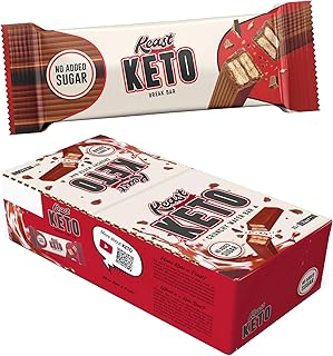 KEAST Break Bar Keto Riegel - Knuspriger Waffelriegel mit Milchschokolade, nur 1g Zucker, Keto Snacks, kalorienarme Süßigkeiten, Low Carb Süßigkeiten, kalorienarme Snacks, 25 x 21,5g