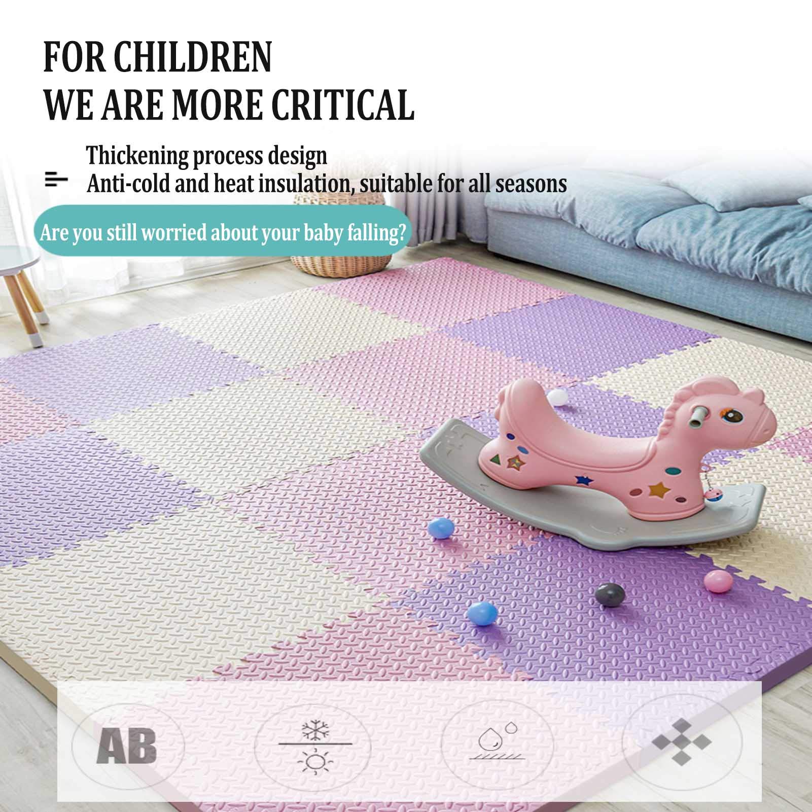 Tappetini Per Bambini in Schiuma EVA, Tappetino Puzzle per Bambini Portatile Ad Incastro Adatto per Salotti Esercizio Yoga Palestra Area Giochi - Decorazione Domestica Perfetta,Dark blue+gray,8