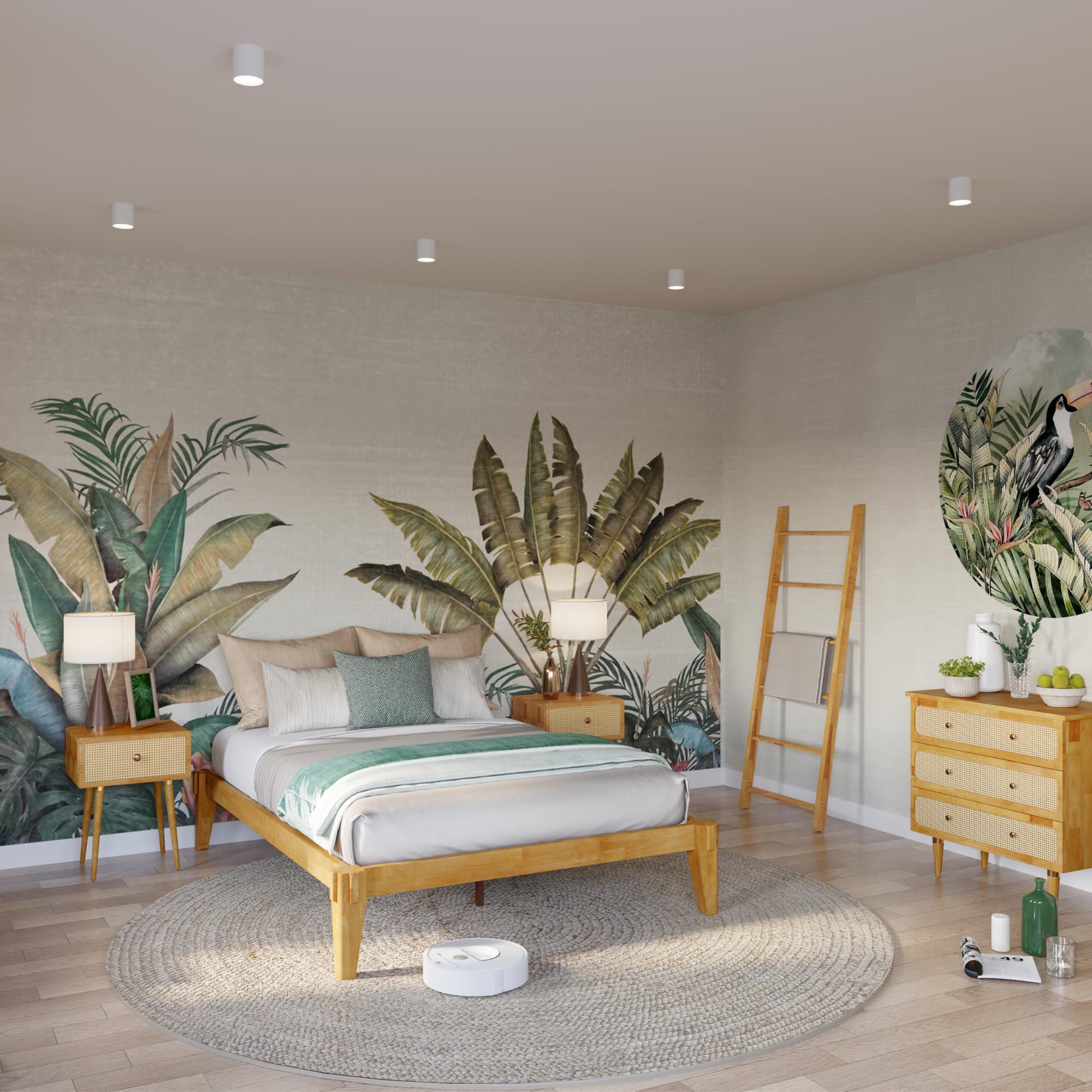 Bme Chalipa 14'' Solid Wood Bed Frames - Wood Platform Bed Frame - Japanese Joinery Bed Frame - Wood Slat Support - Bed Without Box Spring - Easy Assembly - Minimalist & Modern Style, Natural - Full