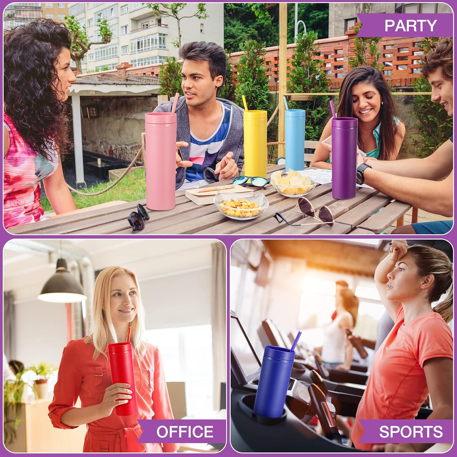 30 Pcs Bulk Skinny Tumblers with Lids and Straws 16 oz Matte Pastel Colored Plastic Mugs Reusable Double Wall Tumbler Cups for Home School Office Birthday Parties Vinyl DIY Gifts, 10 Assorted Colors - Image 7