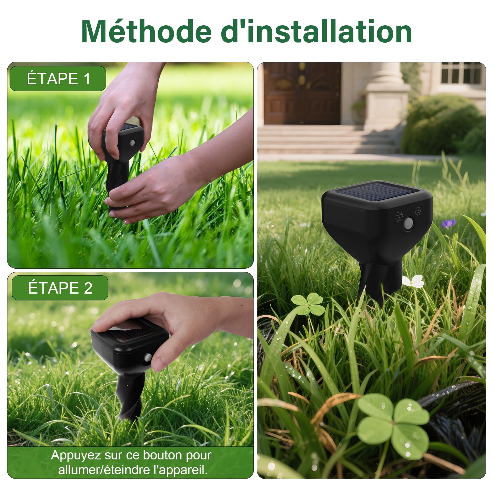 Dufuso Anti-Taupe Solaire à Ultrasons Lot De 2 - Répulsif Taupe Vibration Et Ultrason Pour Jardin IP65