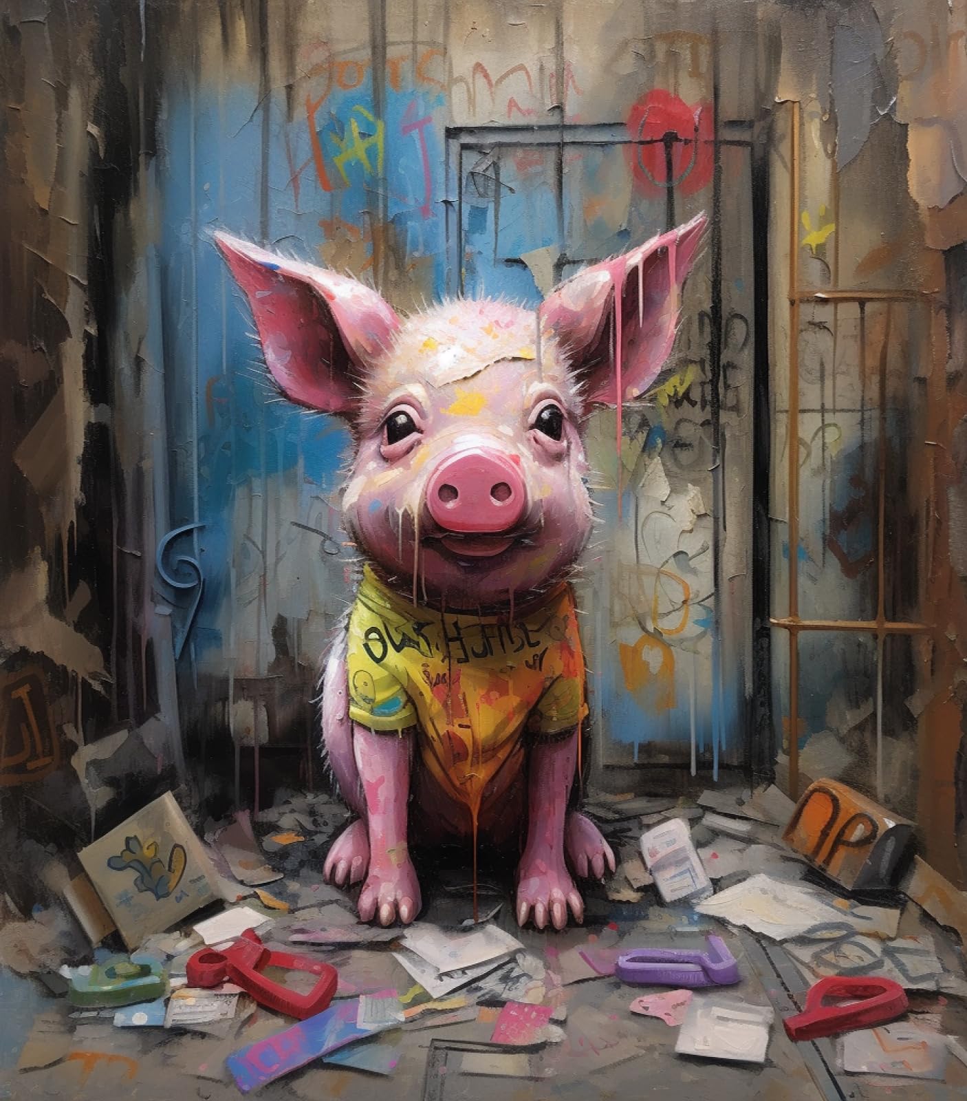 Ccfqiangtie DIY Large Paint by Numbers for Adults Beginner s Cute Animal,Cartoon Pig,Paint by Number for Ages 8-12 Kids,Oil Painting Perfect for Gift Decor,40x50cm