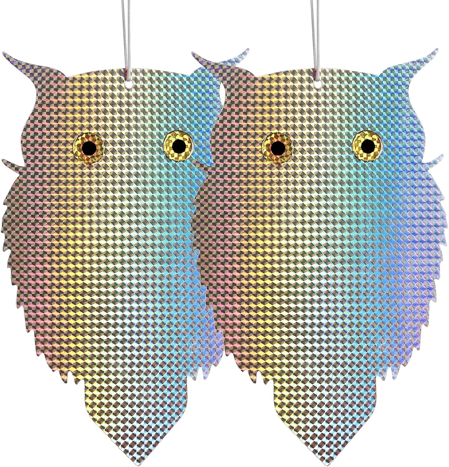 OFFO Owl Decoy for Pigeon Deterrent Hanging Outdoors Reflective Plastic Owls to Scare Pigeons to