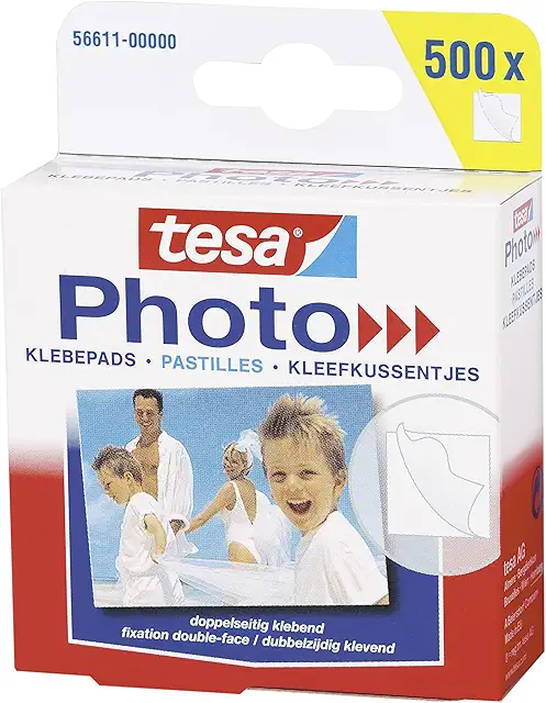 tesa Foto-Klebepads: Beidseitige Fotoecken für Fotobücher - 500 Stück