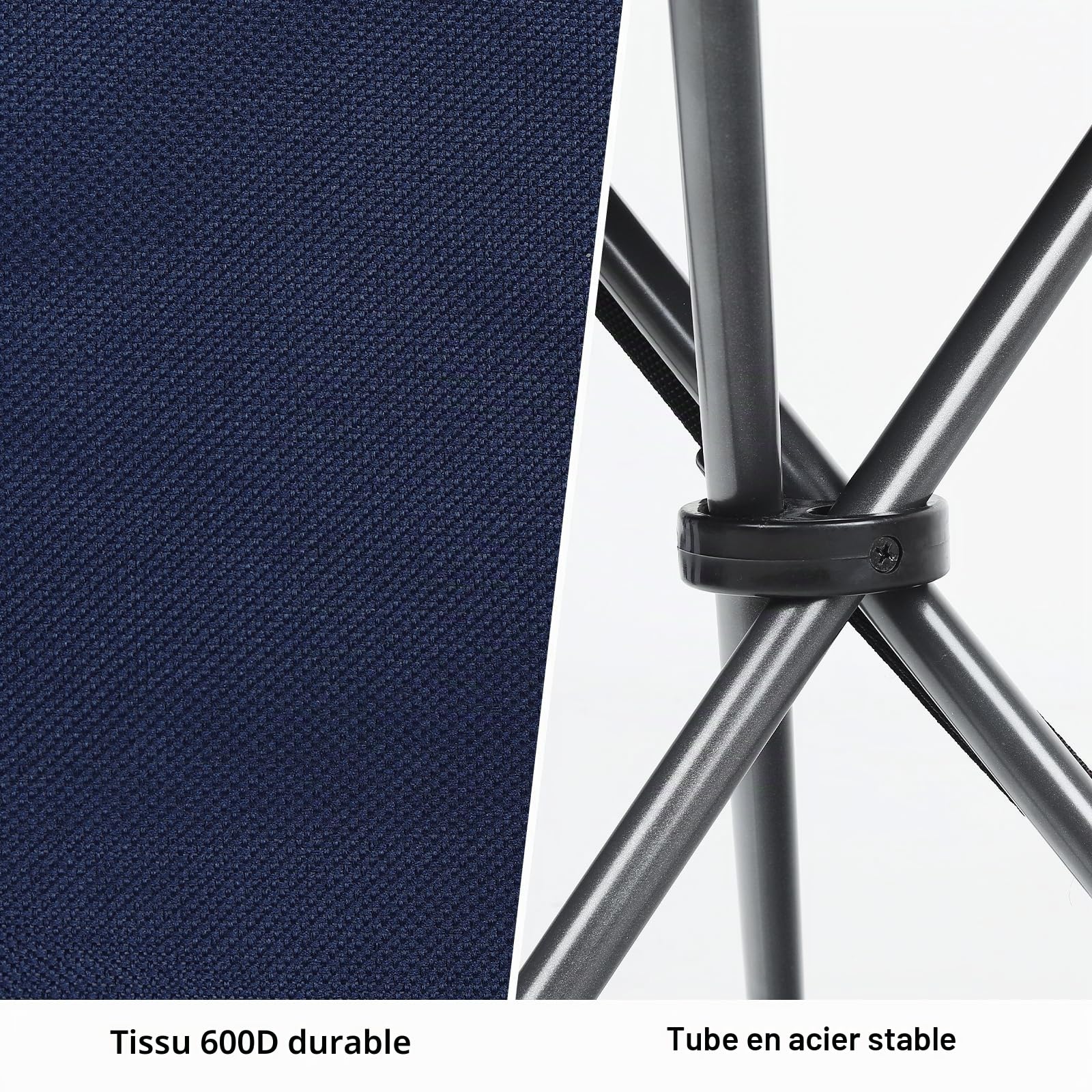 Tabouret de Camping Pliante à Trois Pieds, Siège de Camping Portable Ultra Léger, Petit Chaise Pliante pour Pêche, Pique-Nique Plage Barbecue Voyage Randonnée Chass-Bleu