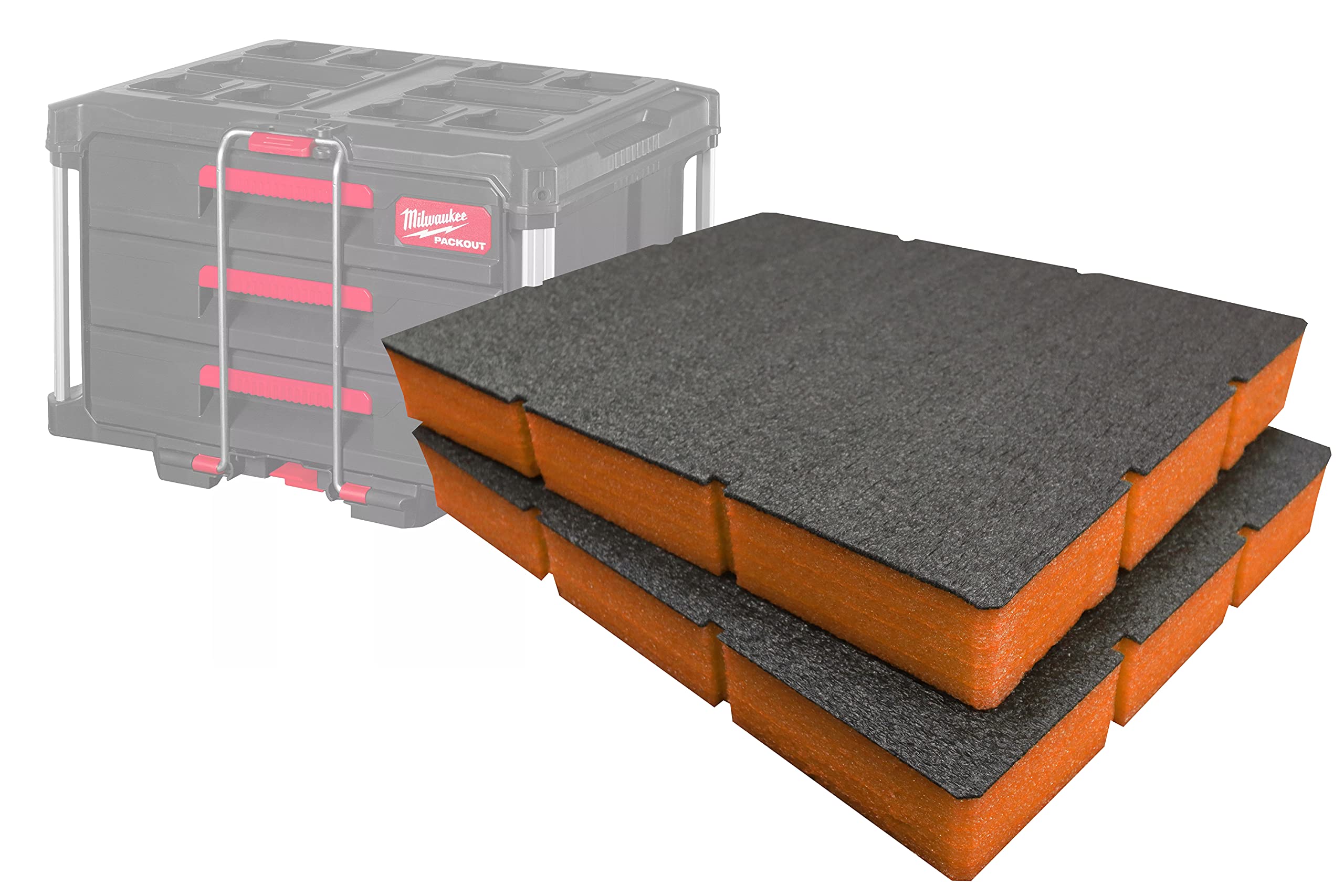 Shadow Foam Easy Peel – Foam Inserts for Milwaukee Packout Drawer Tool Box [Orange 50mm Twin Pack] Cut and Peel Foam Inserts for Tool Organisation, Kaizen, 5s, Tool Storage & Storage Boxes — image 1
