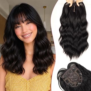 Matriarchs Hair Toppers for Women 16 Inch Synthetic Lightweight Natural | Hair Toppers for Women with Thinning Hair Natural Black 6.5 x 6.5 Inch Full Coverage Adds Volume Seamless Look