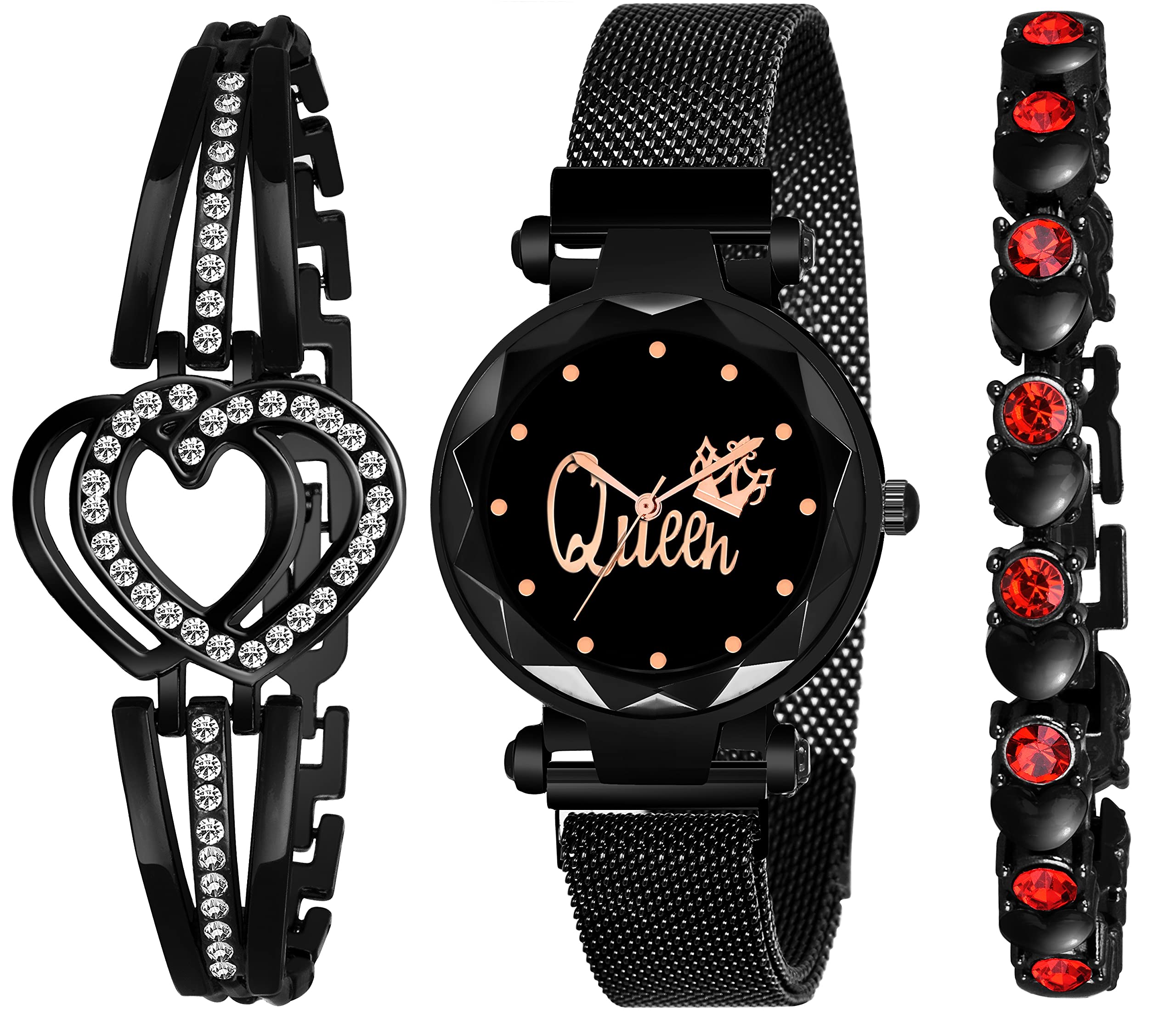 CERO Branded Analogue Black Dial Magnet Watch with Gift Bracelet for Women or Girls and Watch for Girl or Women (Combo of 3) (Queen-Black) (B093DH1L84) Amazon Price History, Amazon Price Tracker