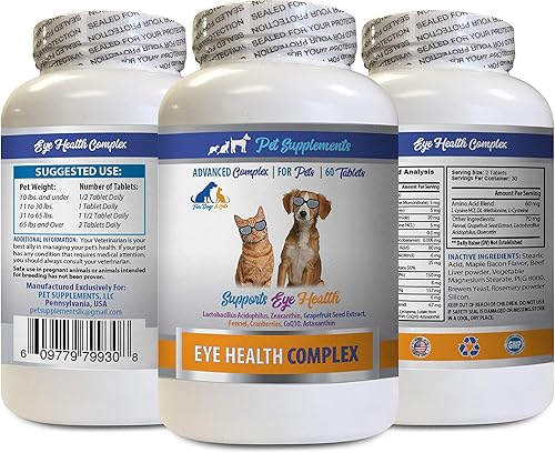 Vitaminas para los ojos de perro  Complejo de salud ocular PET  Perros y gatos  Apoya la visión ocular  astaxantina para perros, suplemento de