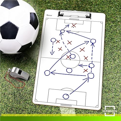 Miniatura 7 de Scribbledo Tabla de entrenamiento de fútbol de borrado en seco de 15 x 9 pulgadas, pizarra blanca de fútbol para entrenadores, equipo de
