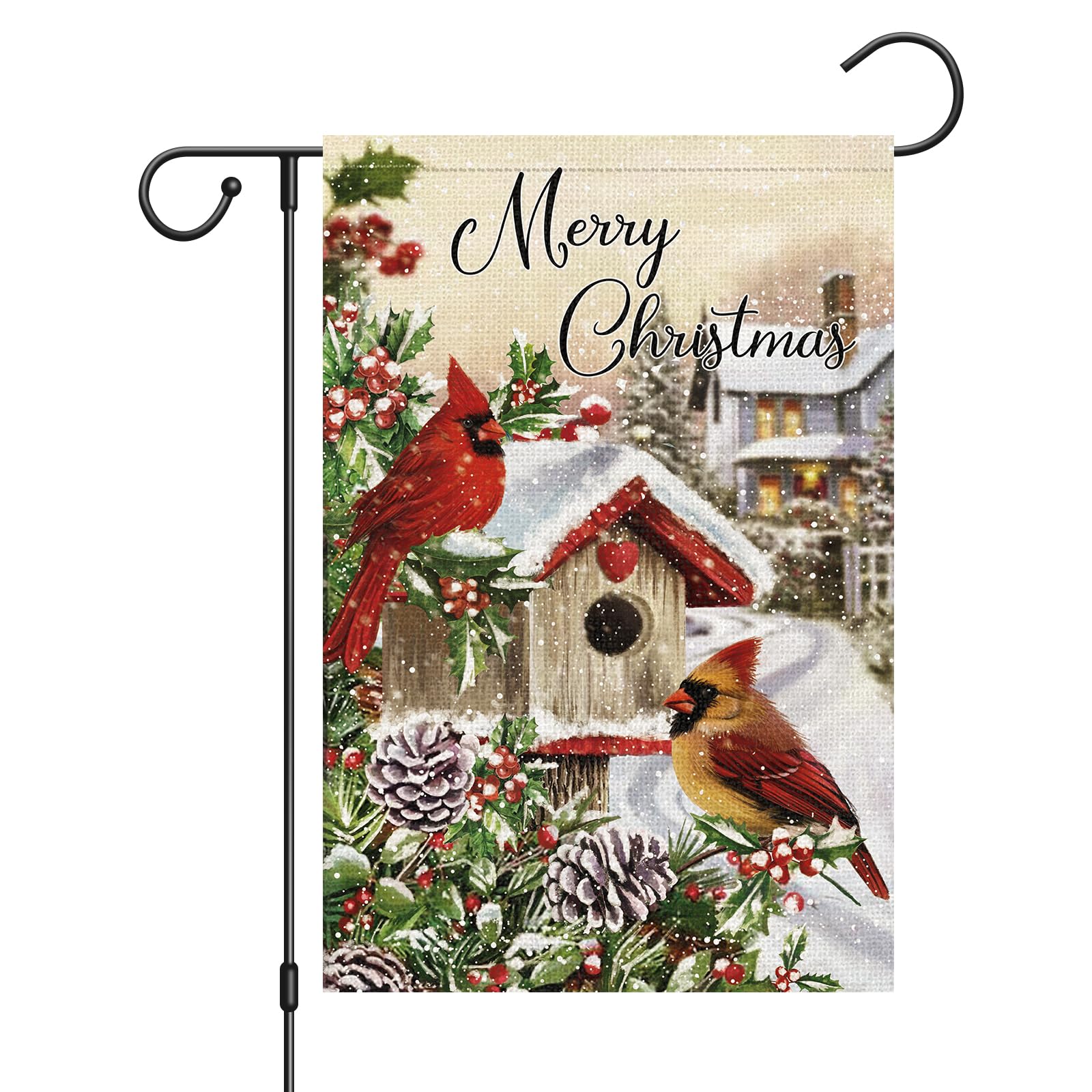 Amazon.com : Merry Christmas Garden Flag Cardinal Red Bird House
