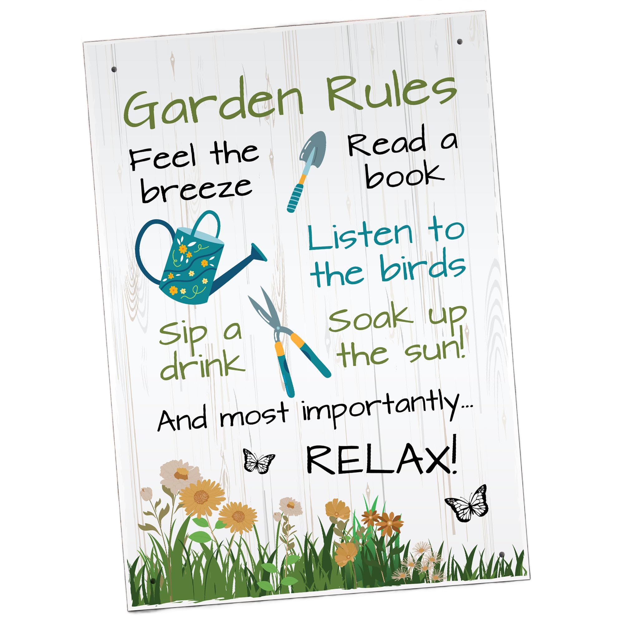 Red Ocean GARDEN RULES SIGN Plaque for Outside, Welcome Sign For Garden, Garden Door Wall Fence Sign, Yard Signs, House Plaque, Home Decor, Gardening Gifts, Garden Accessories