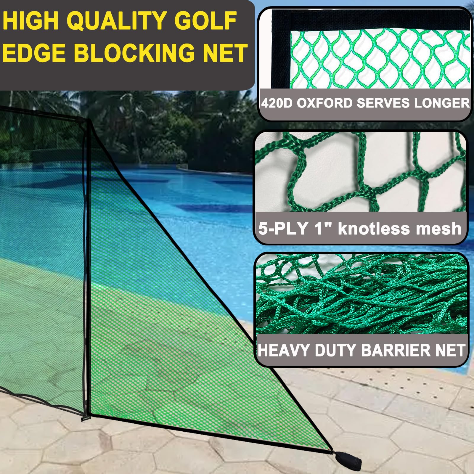 2 x grünes Golf-Seitennetz mit Sandsäcken zum Üben von Schlagnetzen oder Simulator-Aufprallschirm; Schaft-Netz-Barriernetz für Golf-Fahrkäfigrahmen