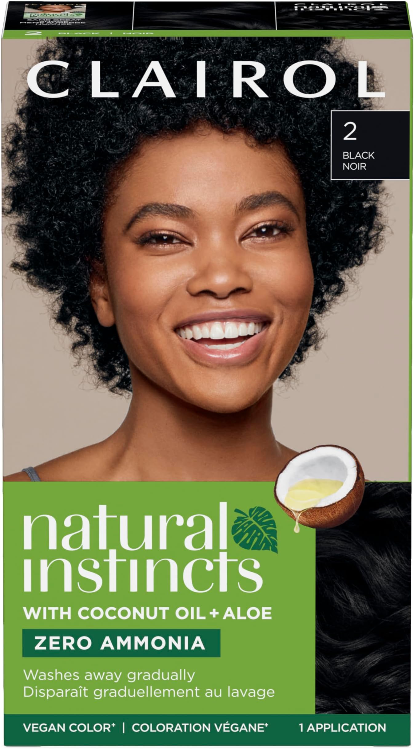 Natural Instincts Demi-Permanent Hair Dye, 2 Black Hair Color, Pack of 1