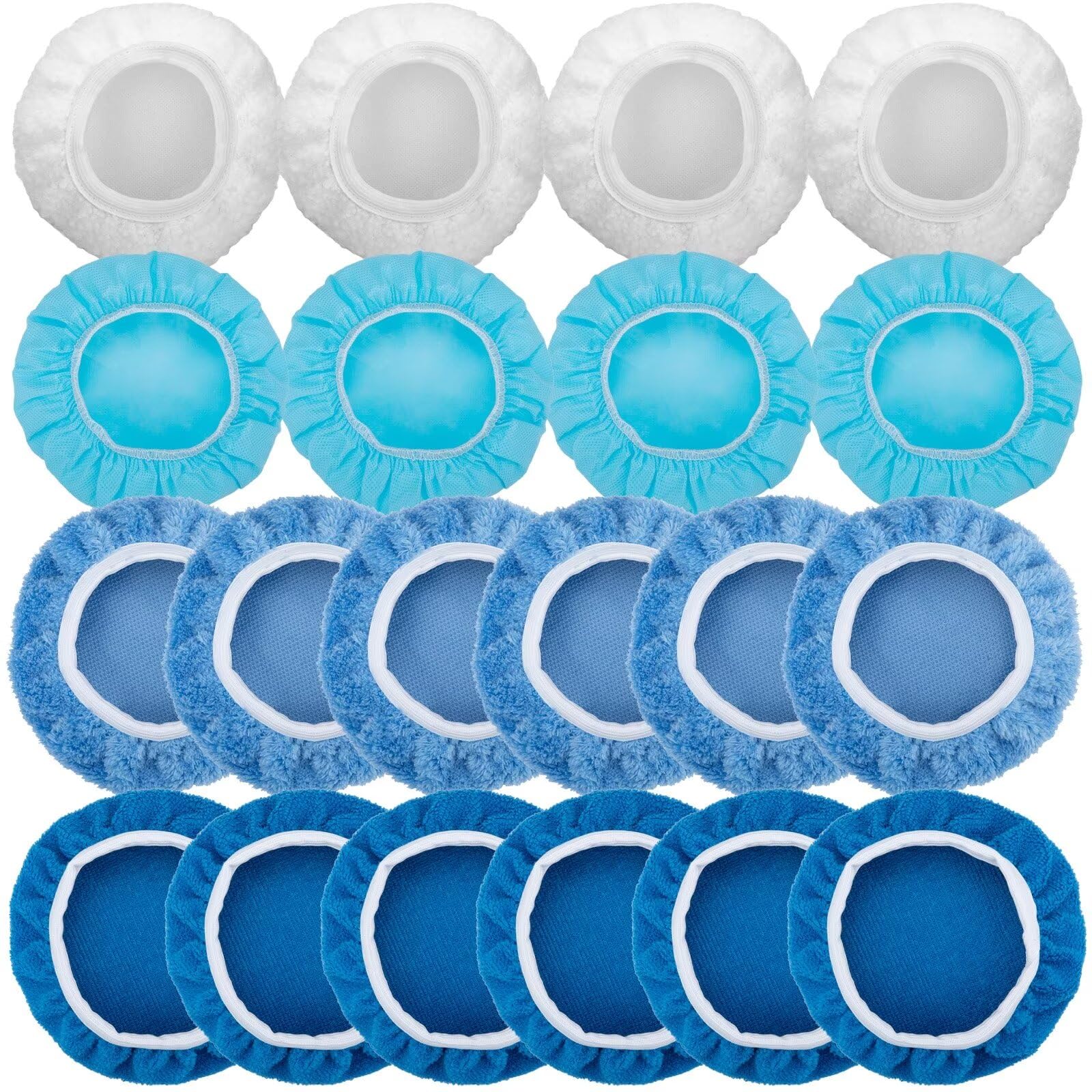 20PCS Car Orbital Buffer Polisher Pad Bonnet Set