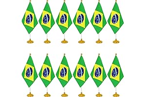 Decorative Desk Flags: 12-Pack WXTWK Brazilian Desk Flags for Vibrant Celebrations