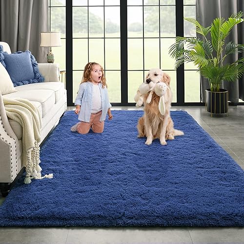 Miniatura 25 de Kimicole Alfombras de área grandes de 7 x 10 pies para sala de estar y dormitorio, alfombra suave y esponjosa, alfombras peludas antideslizantes