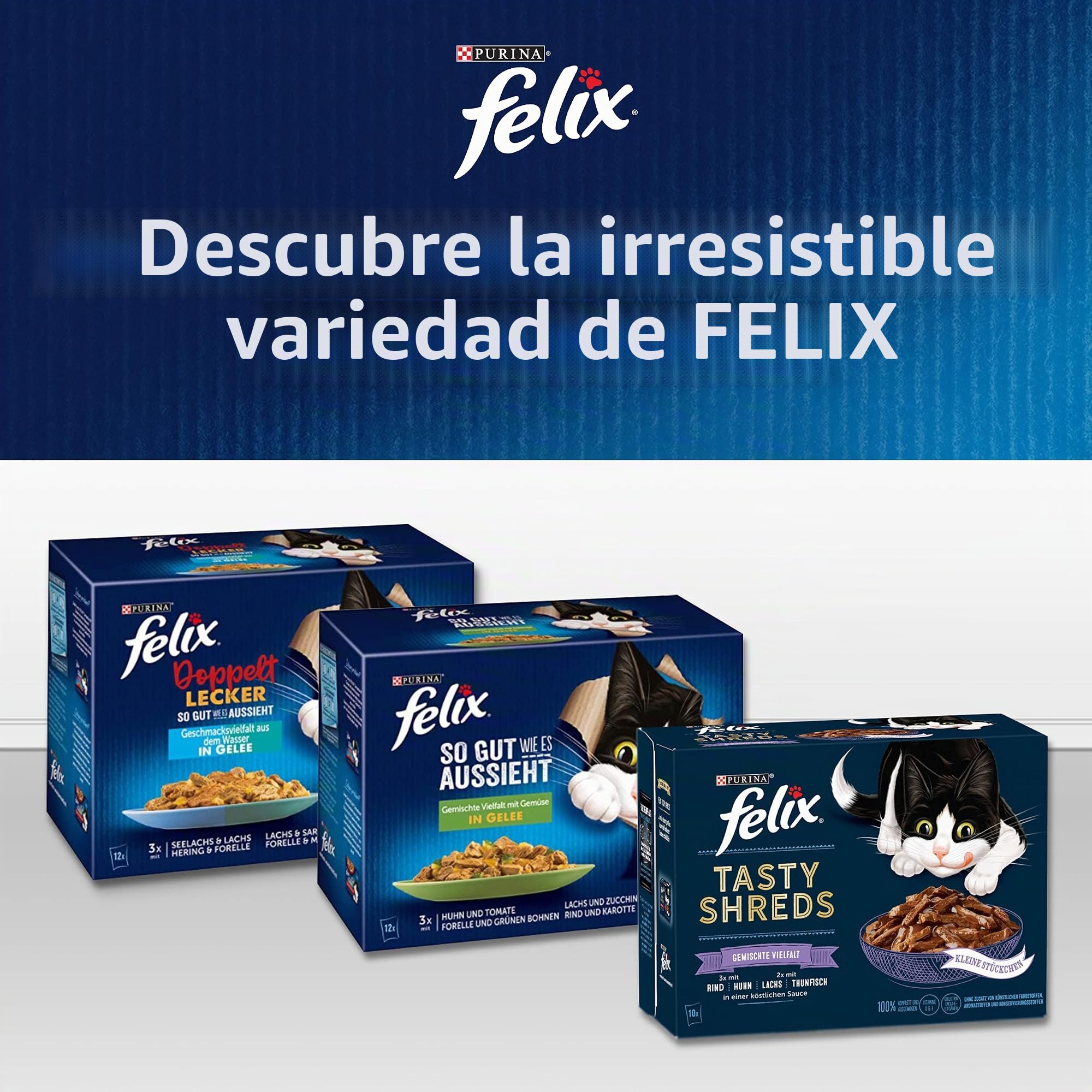 Felix Sensations Extras Comida para Gatos húmeda en gelatina, Mezcla de variedades, 4 Unidades (4 x 24 Bolsas de 85 g)