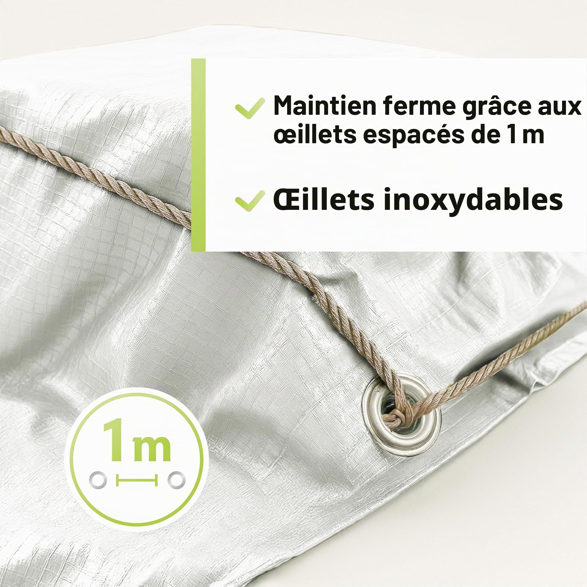 Bâche en tissu Professional Line 180 g/m² blanc, 3 m x 4 m = 12 m², 24 tailles différentes au choix. Bâche de protection pour bateau, bâche en bois, avec œillets, pour pool, meubles de jardin,