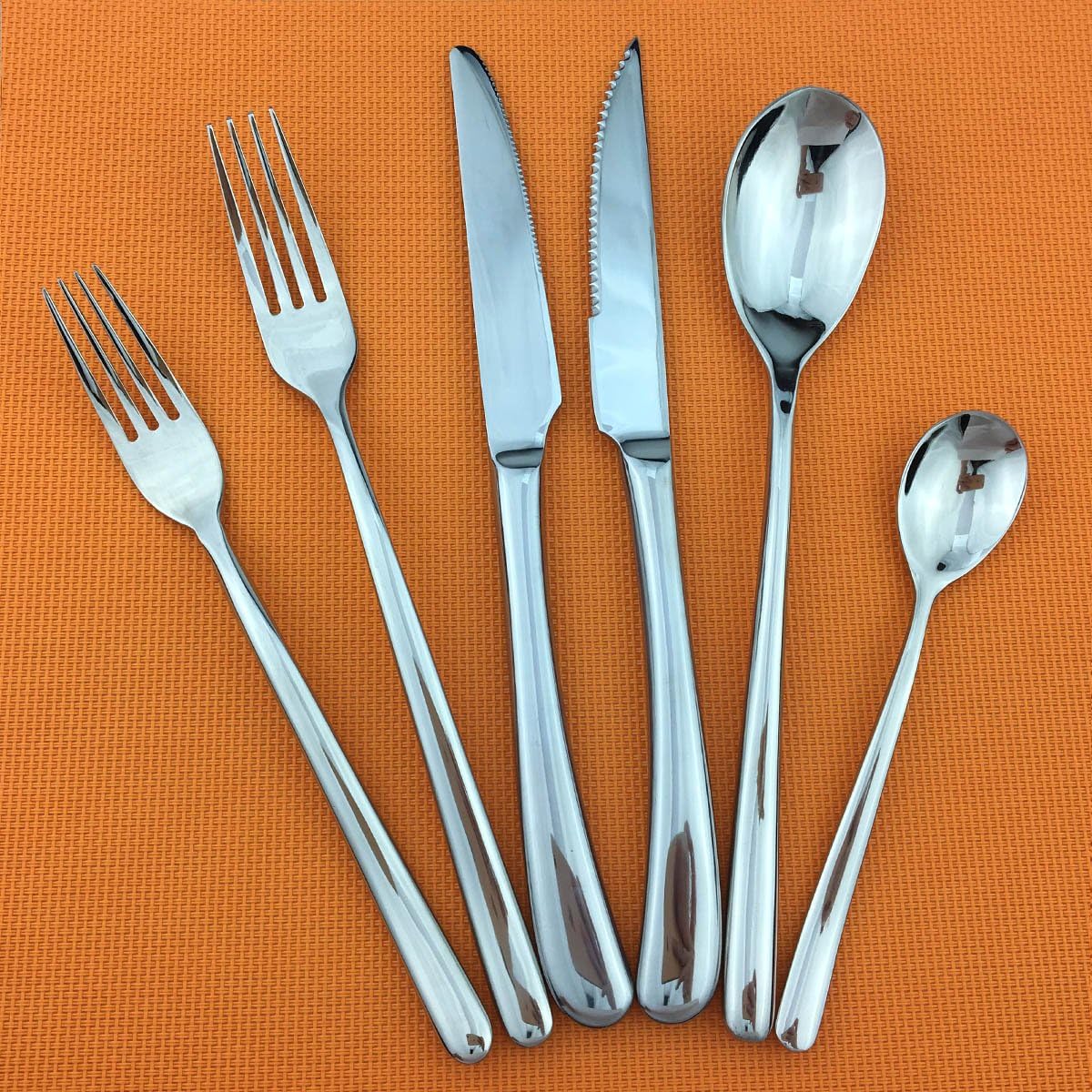 6Piece Silverware Flatware Cutlery Set, Stainless Steel