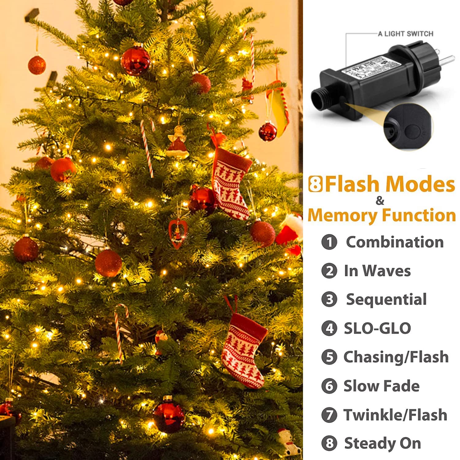 Marchpower 2000LED 50M Weihnachtsbeleuchtung Außen,Led Lichterkette mit 8 Modi IP44 Wasserdicht Strom Lichterkette Innen Weihnachtsdeko für Weihnachtsbaum, Balkon, Garten, Terrasse, Hochzeit, Party | 8 Modi, wasserdicht, strombetrieben, für Innen & Außen,