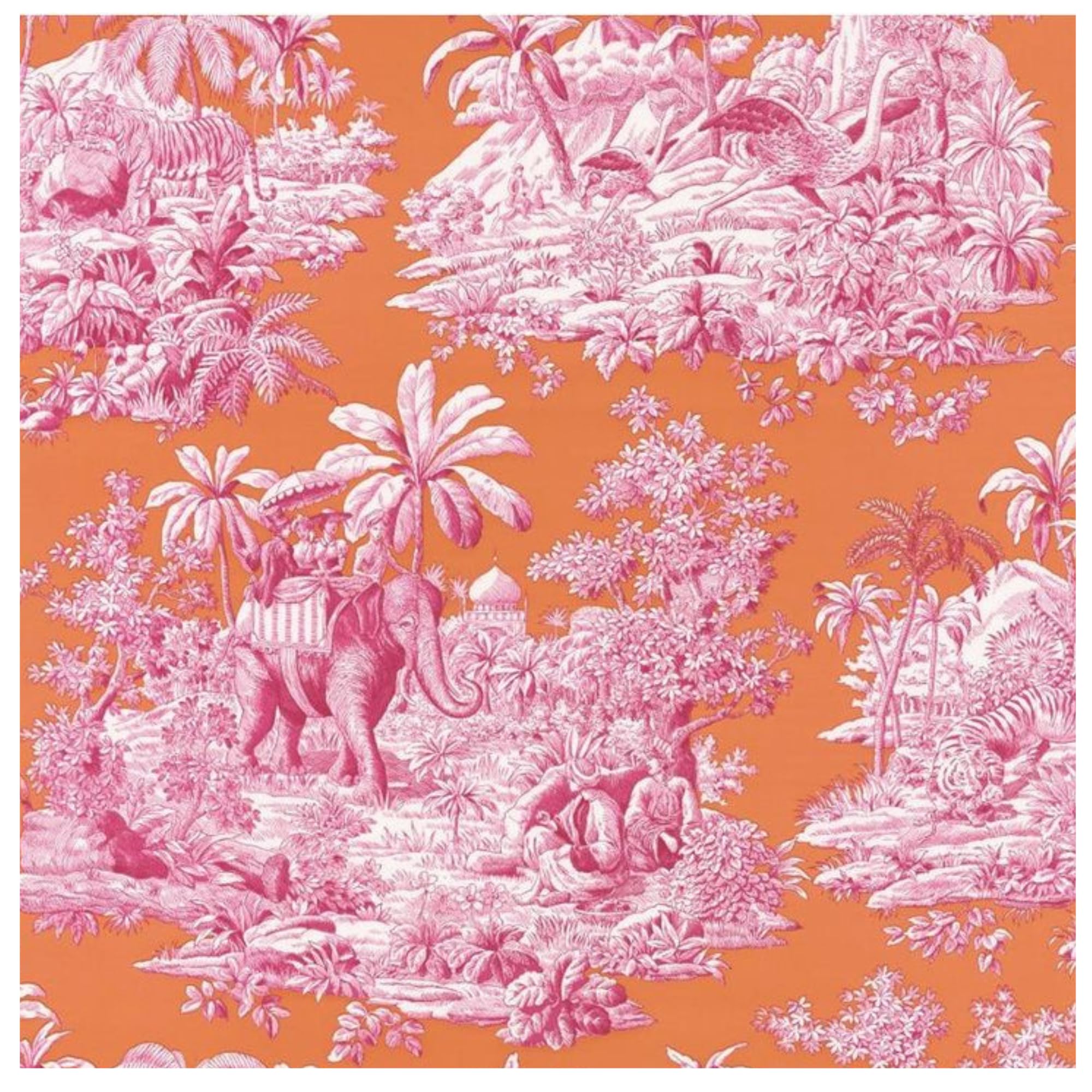 Stxy's Vintage Cocktail Napkins (3ply) - 60ct - Pink and Orange French Toile Paper Napkins Vintage Toile Cocktail Napkin set for orange and pink party decorations, girls baby shower