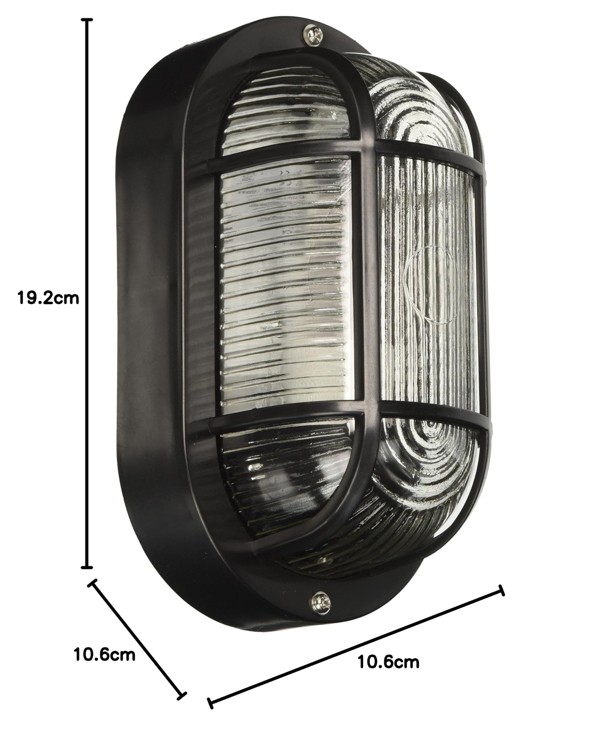 Plafoniera Ovale Kippen 4205S Con Palpebra Nera - IP44 Per Interni/Esterni, 20x12x10cm