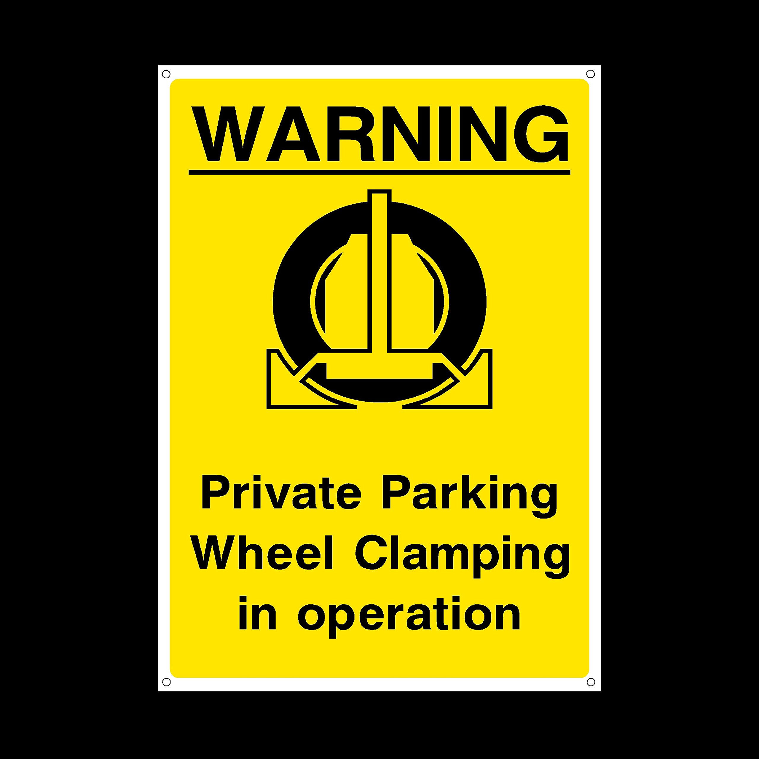 Ussp&S Warning Wheel Clamping In Operation Plastic Sign With 4 Pre-Drilled Holes - Private Property, Parking, Clamping, Disabled, Driveway, Do Not Block (P33)