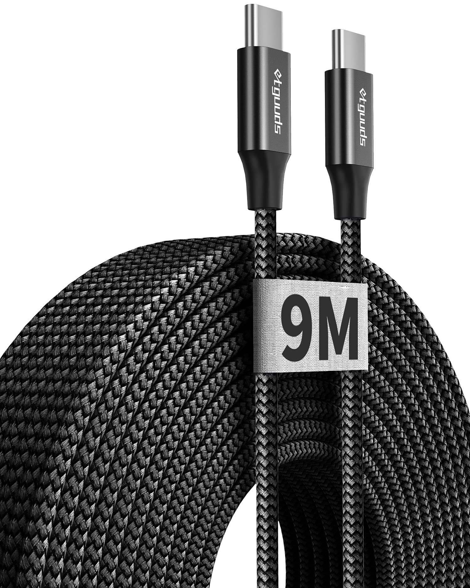 etguuds Extra Lang USB C auf USB C Kabel 9M, PD 60W 3A Ladekabel USB C kompatibel mit iPhone 17/16/15 Pro Samsung Galaxy S26 S25 S24 S23 S22 S21 S20 Ultra, Pixel 9/7/8, usw -Schwarz