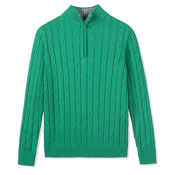ニット・セーター IONSEOUL Urban USA Half Zip Up Knit Ribbed Cotton Knit Lightweight Griffin Quarter Zip Sweater