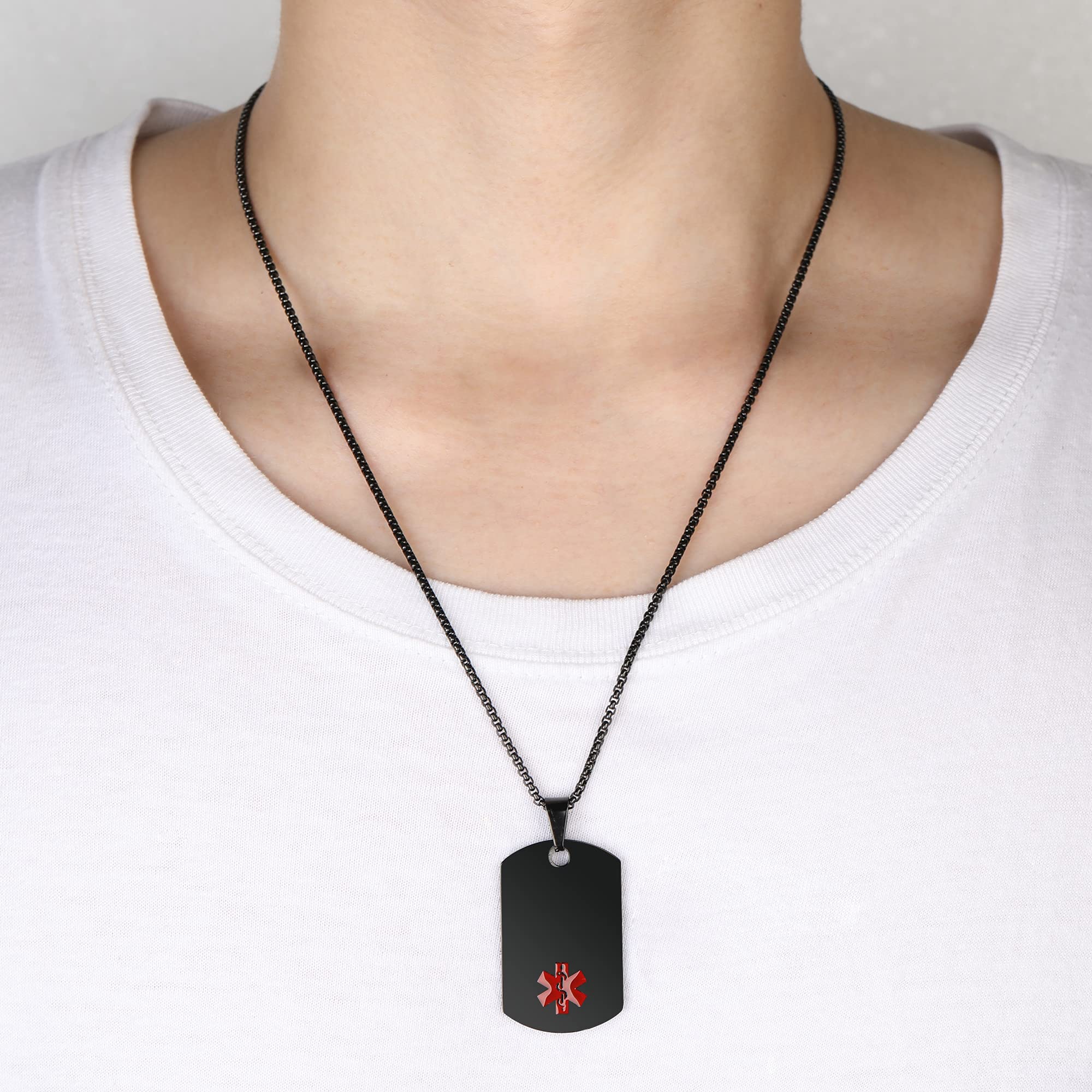 Amazon.com: UNICGIFT Medical Alert ID Necklace, Laser Engraved