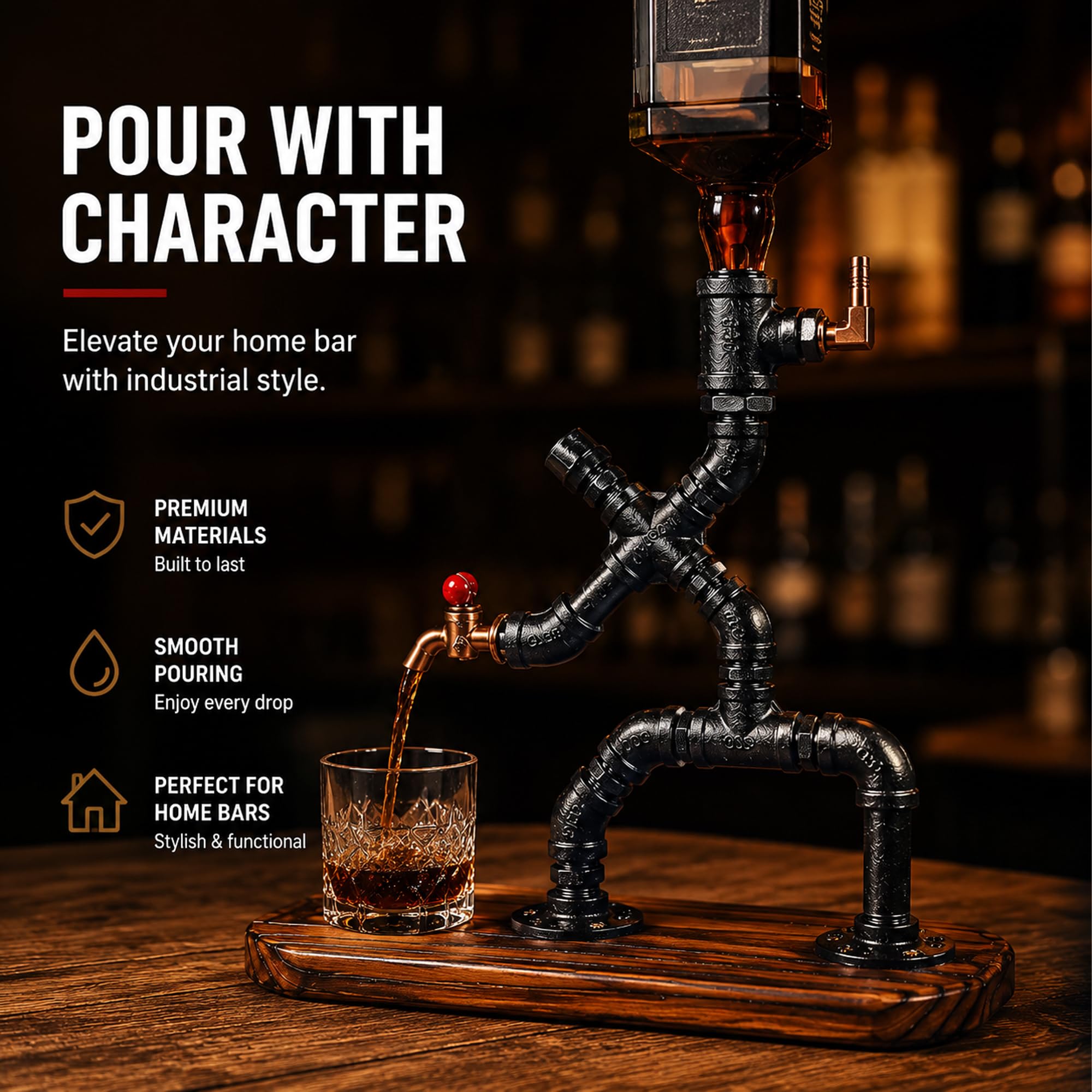 Whiskyspender Steampunk, Getränkespender mit Zapfhahn