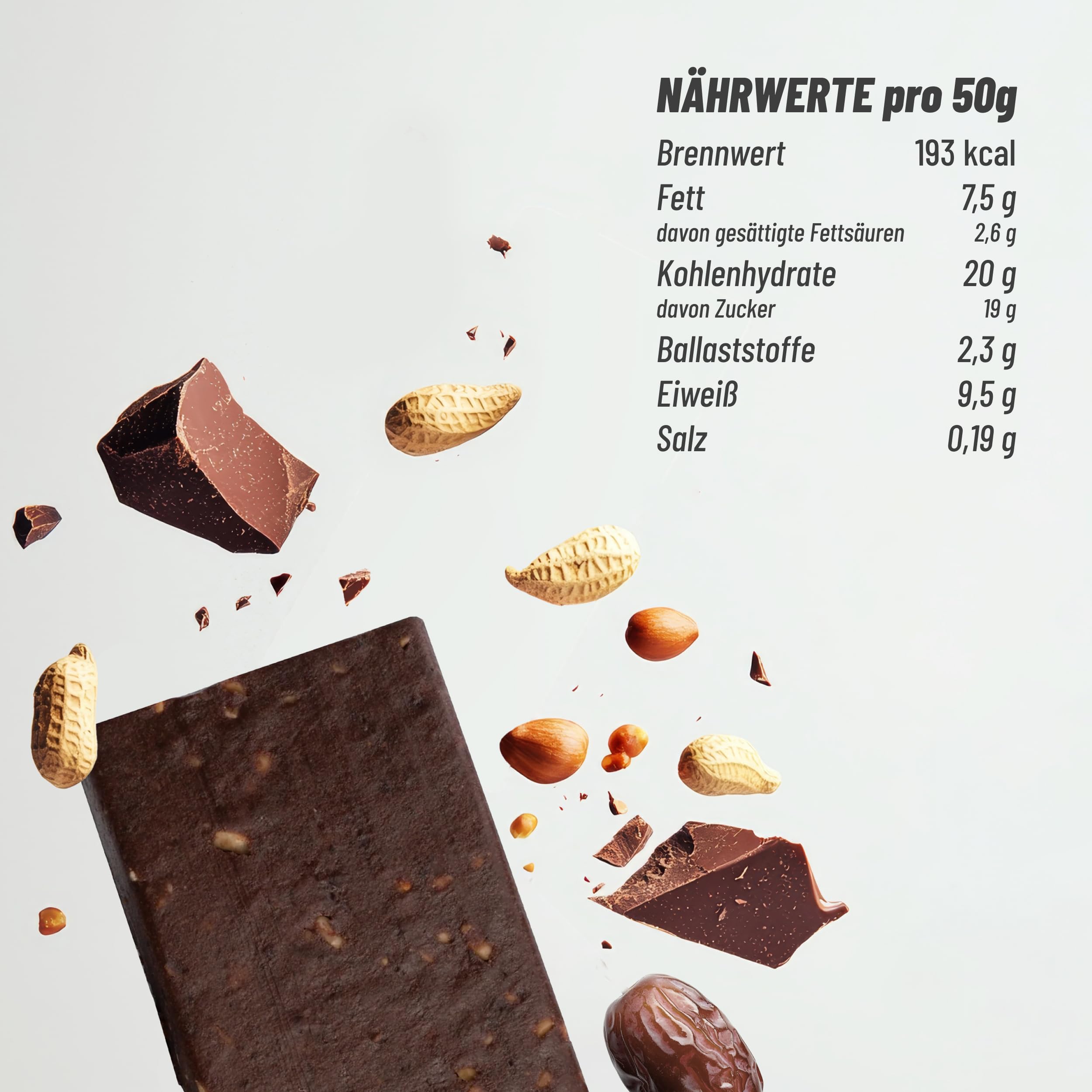 ORGAINIC Bio Protein Riegel Kakao Peanut 12 x 50g - Bio zertifiziert ohne Zusatzstoffe - Premium Proteinriegel mit 6 Zutaten & viel Protein - High Protein Power Bar ohne Süßungsmittel - Eiweißriegel