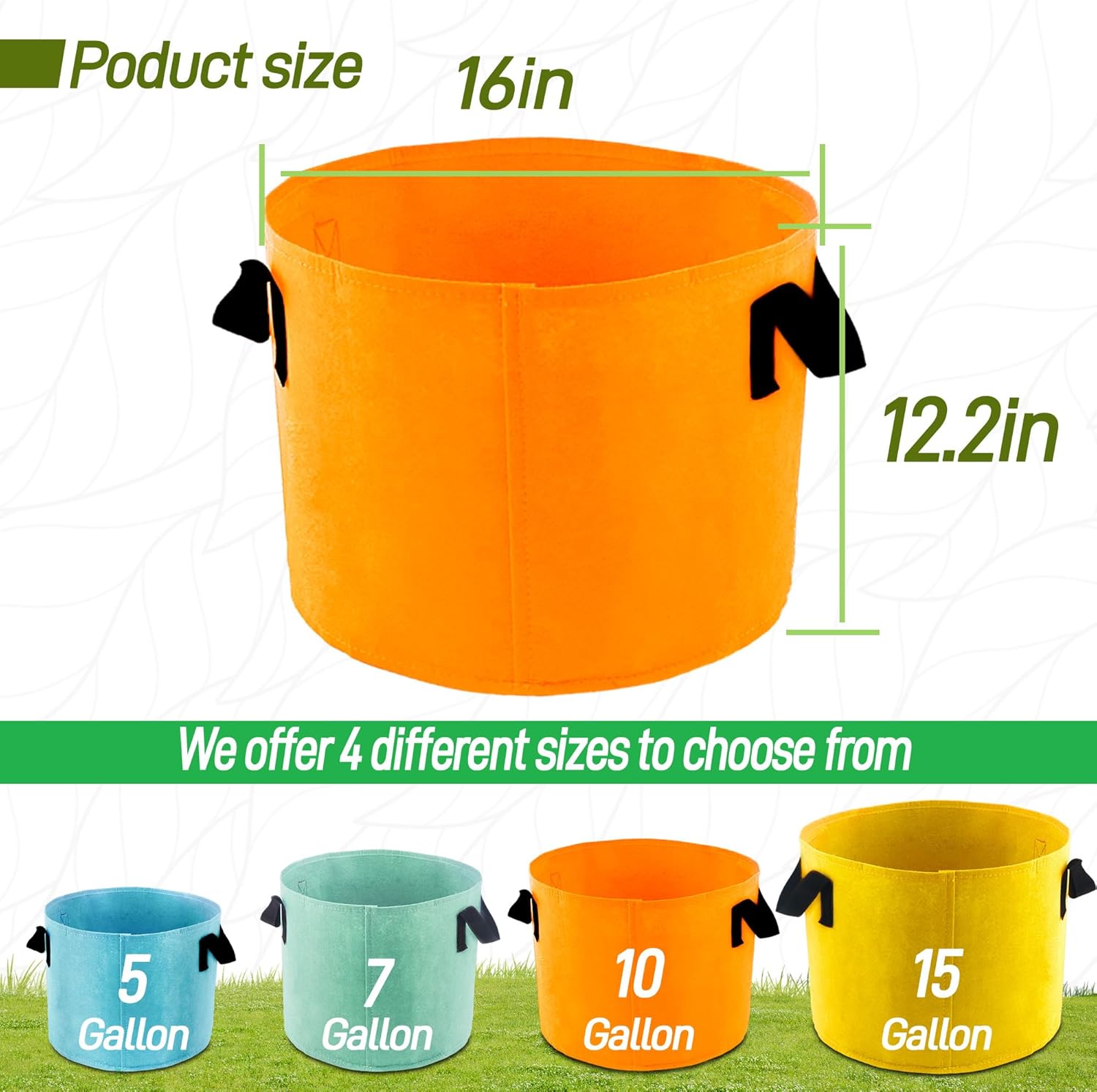 10-Gallon Fabric Grow Bags (7 Pack of Mix Colors) with Handles for Potato Tomato Flower and Vegetables