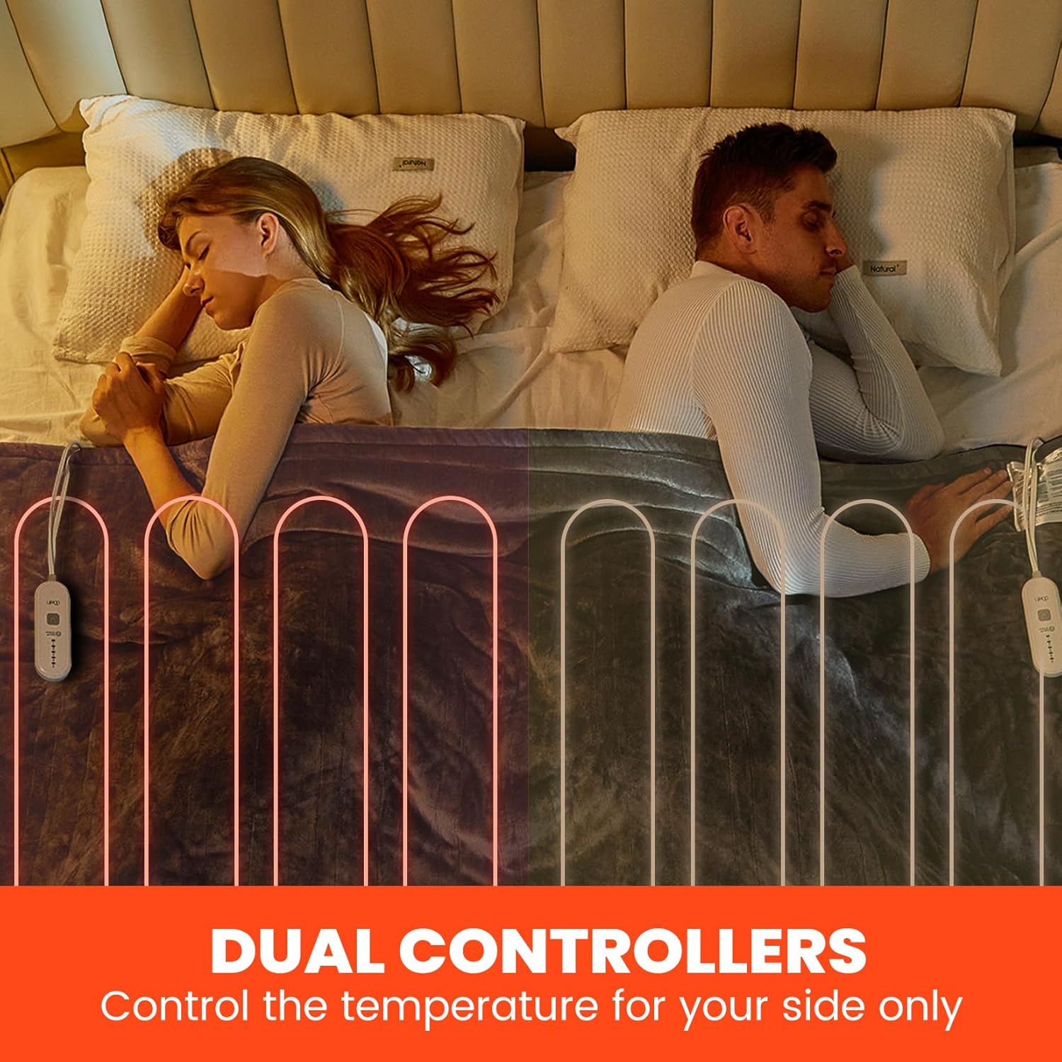 Electric Blanket King Size - Heated Blanket with Dual Control, 5 Heating Levels, 10 Hrs Auto Off, Soft Fleece Sherpa Flannel Warming Blanket for Bed, Machine Washable, 90×100", Grey - Image 2