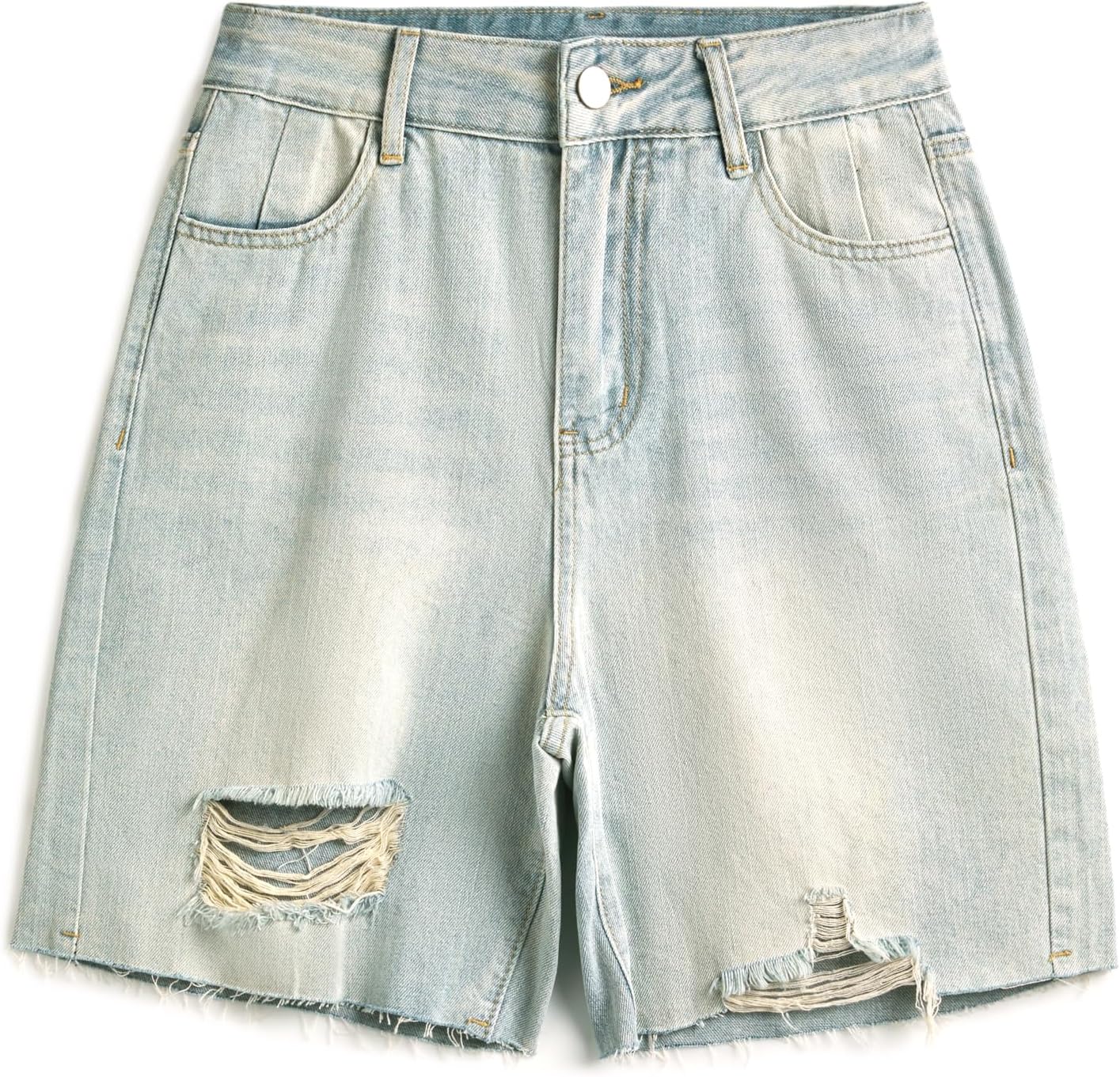 EMMIOL Womens Jorts Denim Shorts Y2k Vintage Baggy Mid Rise Bermuda Jeans Summer Knee Length Jort Short Pants 1 Riped 6