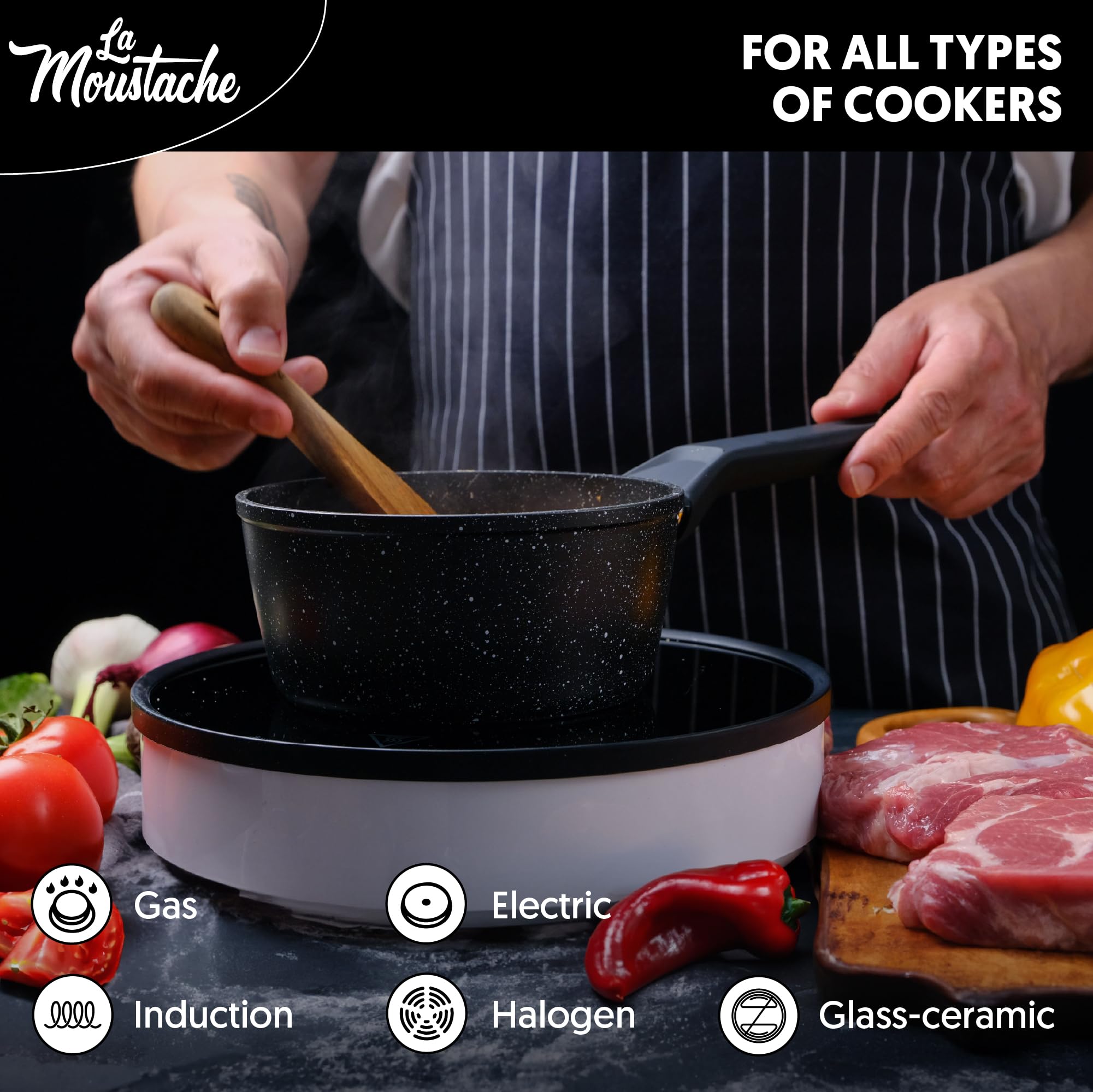Michelino Aluminium 3-delig koekenpannenset | Antiaanbaklaag | 16/20/24cm | BPA-vrij | Kreco Outlet