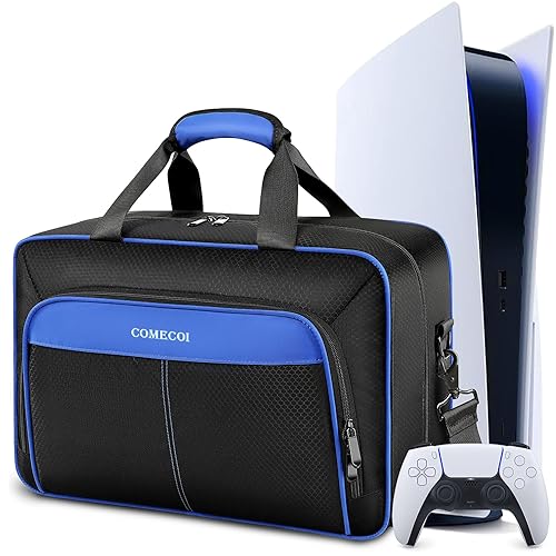 COMECOI Carrying Case for PS5, Travel Case for PS 5 Protective, Large Capacity Storage Bag Compatible with Playstation 5 Disk Digital Edition