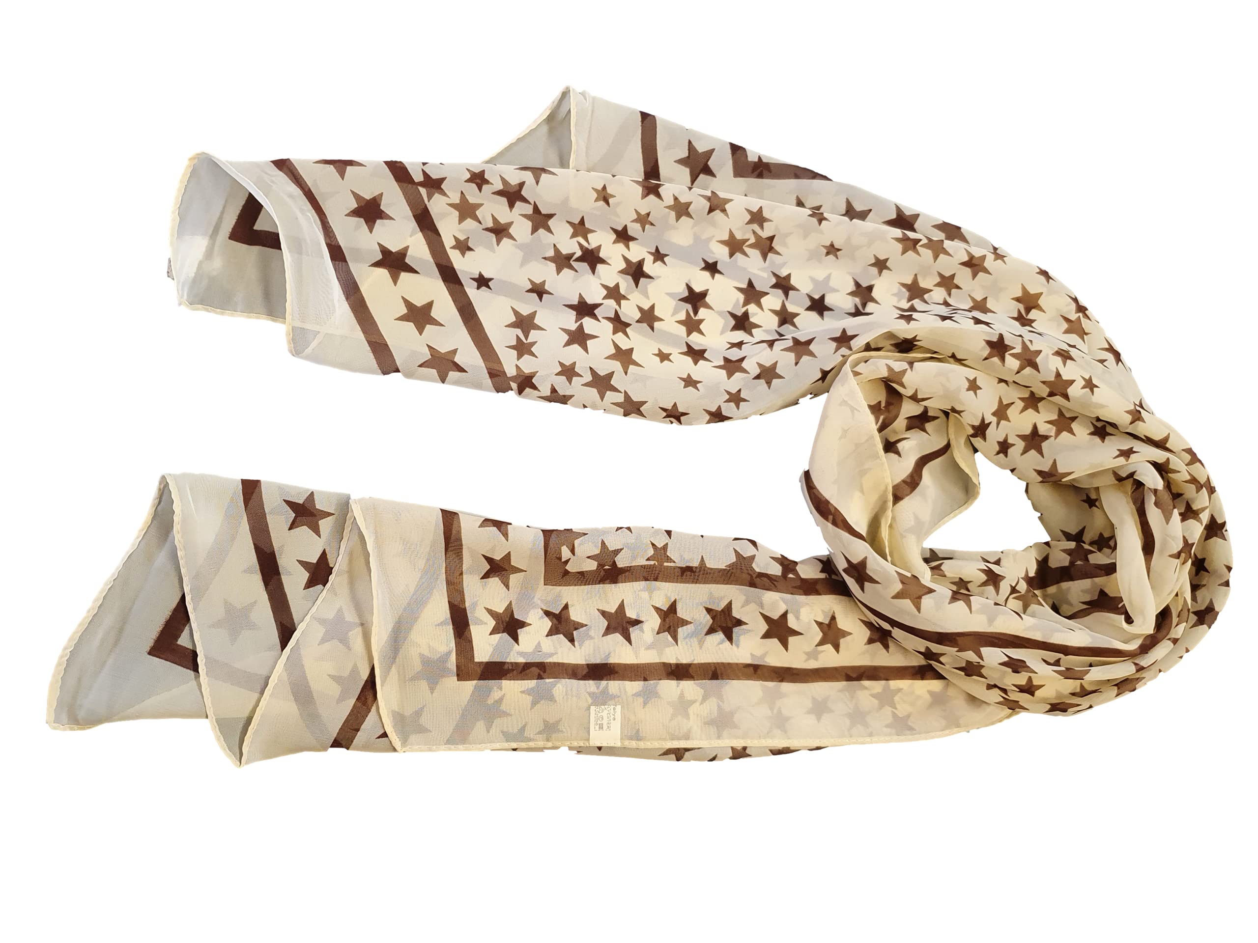 Fat-catz-copy-catz Sparkly Stars Chiffon Feel Soft Ladies Fashion Shawl Scarf 160cm x 60cm Posted from London (Chiffon Beige with Stars Scarf)