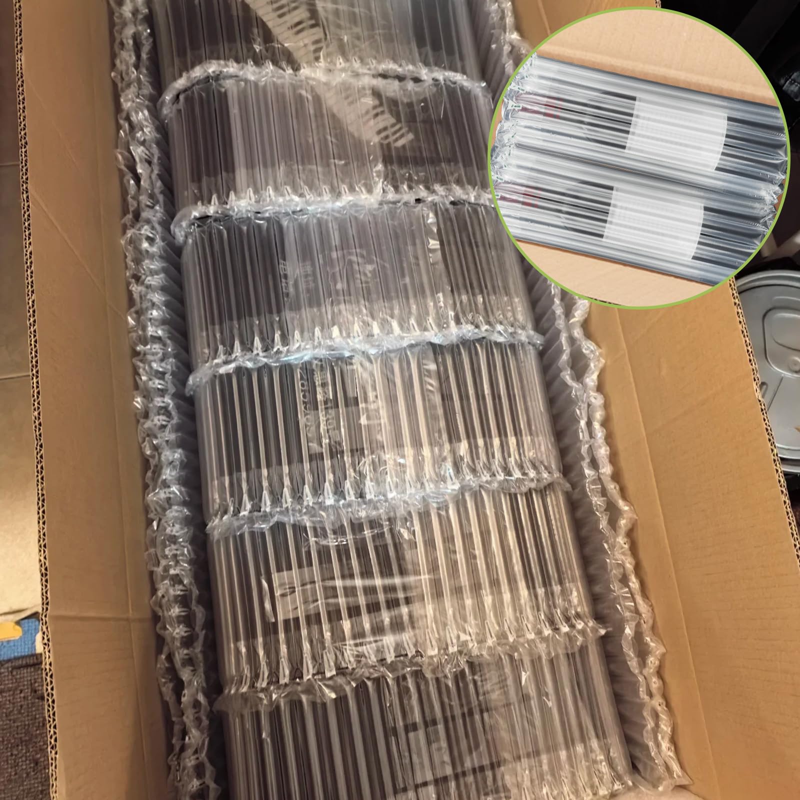 CYEER 50 m Luftsäulenfolie Rolle, 30 cm Breit, Aufblasbare Luftpolsterfolie inkl. Luftpumpe, zuschneidbare Verpackungsfolie für Weinflaschen, Glas, Keramik, Versand & Umzug