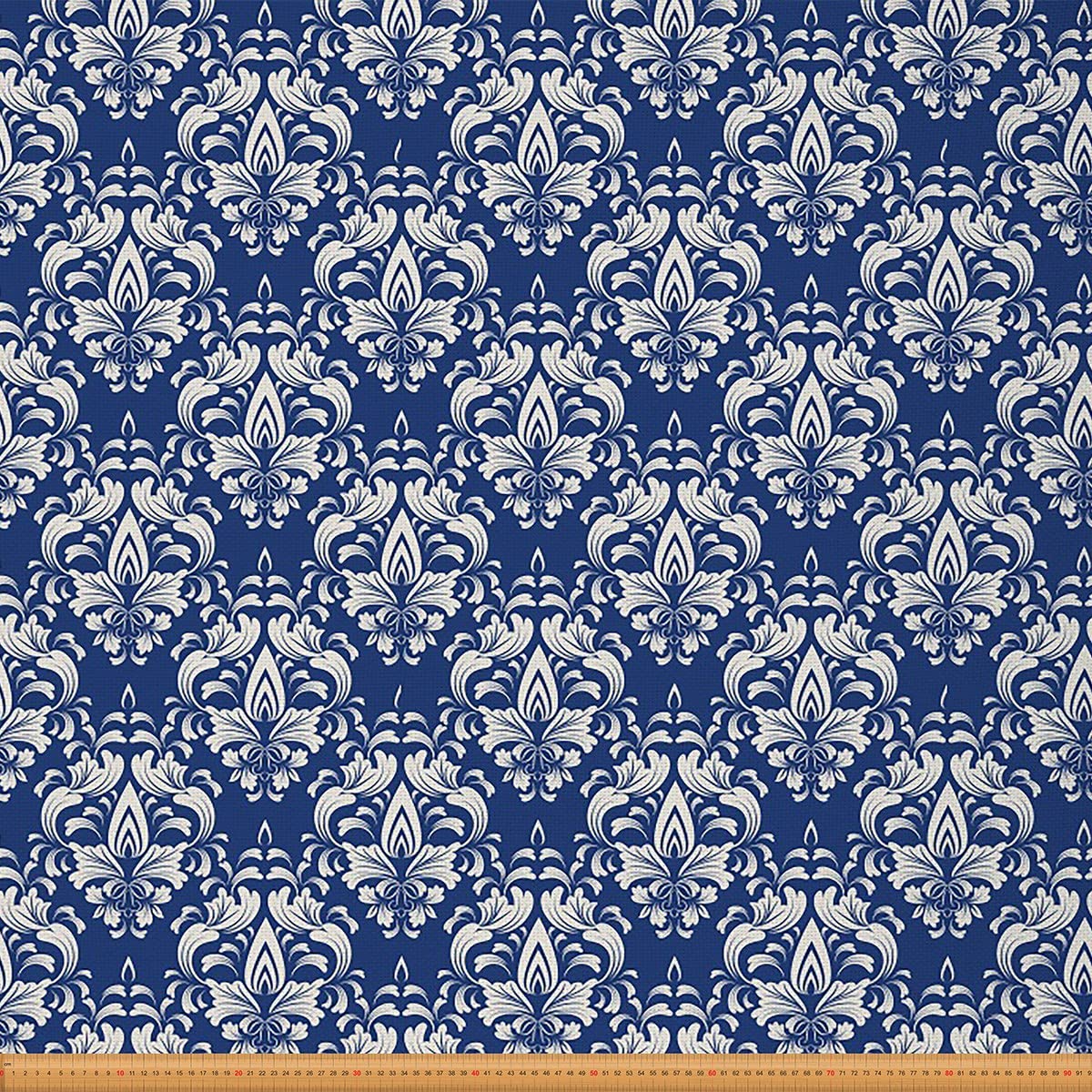 Loussiesd Upholstery Retro Flower Fabric for Chairs, Vintage Floral Blossom Outdoor by The Yard, Natural for Home DIY Projects, 3 Yard (L276*W150cm) Blue White