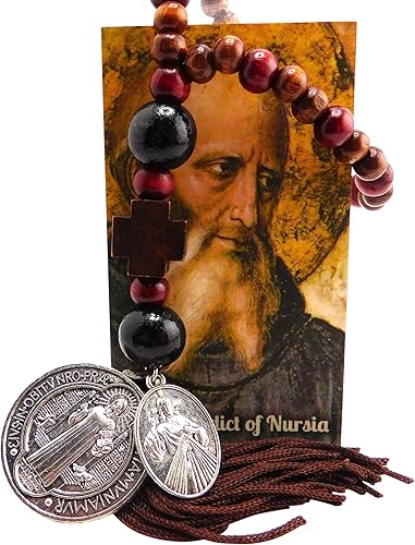 Westmon Works San Benito y la Divina Misericordia - Percha para puerta con cuentas de colores y dos tarjetas de oraciĂłn, juego catĂłlico Westmon Works San Benito y la Divina Misericordia - Percha para puerta con cuentas de colores y dos tarjetas de oraciĂłn, juego catĂłlico