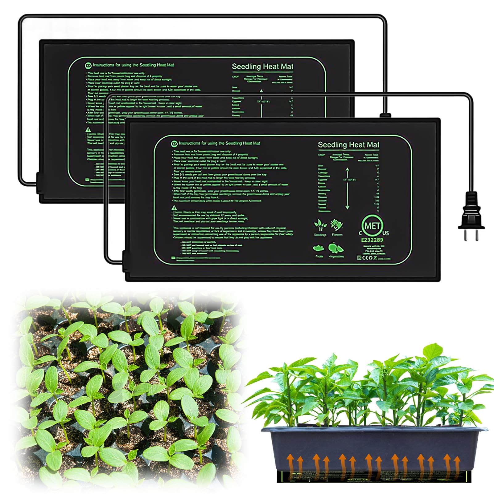 Verwarmingsmat voor planten met thermostaat: 50 W, verwarmingsmat voor zaailingen, waterdicht, verwarmingsmat, verstelbare verwarmingsmat voor zaailingen, huisdieren en reptielen